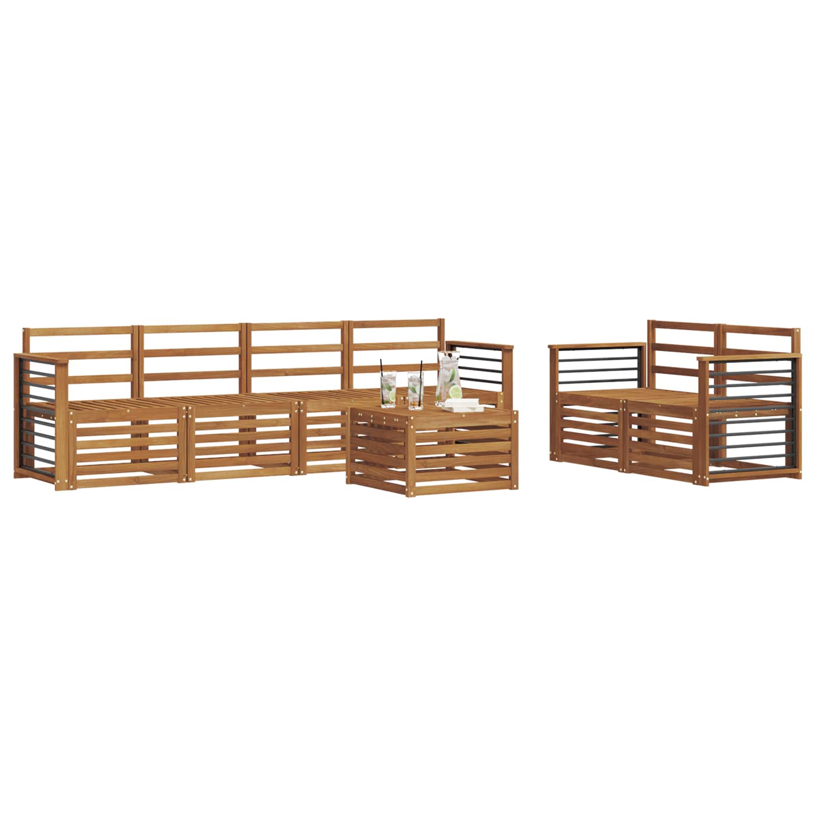 Ensembles de canapés 7 pcs Naturel Bois d'Acacia Massif - XIOS