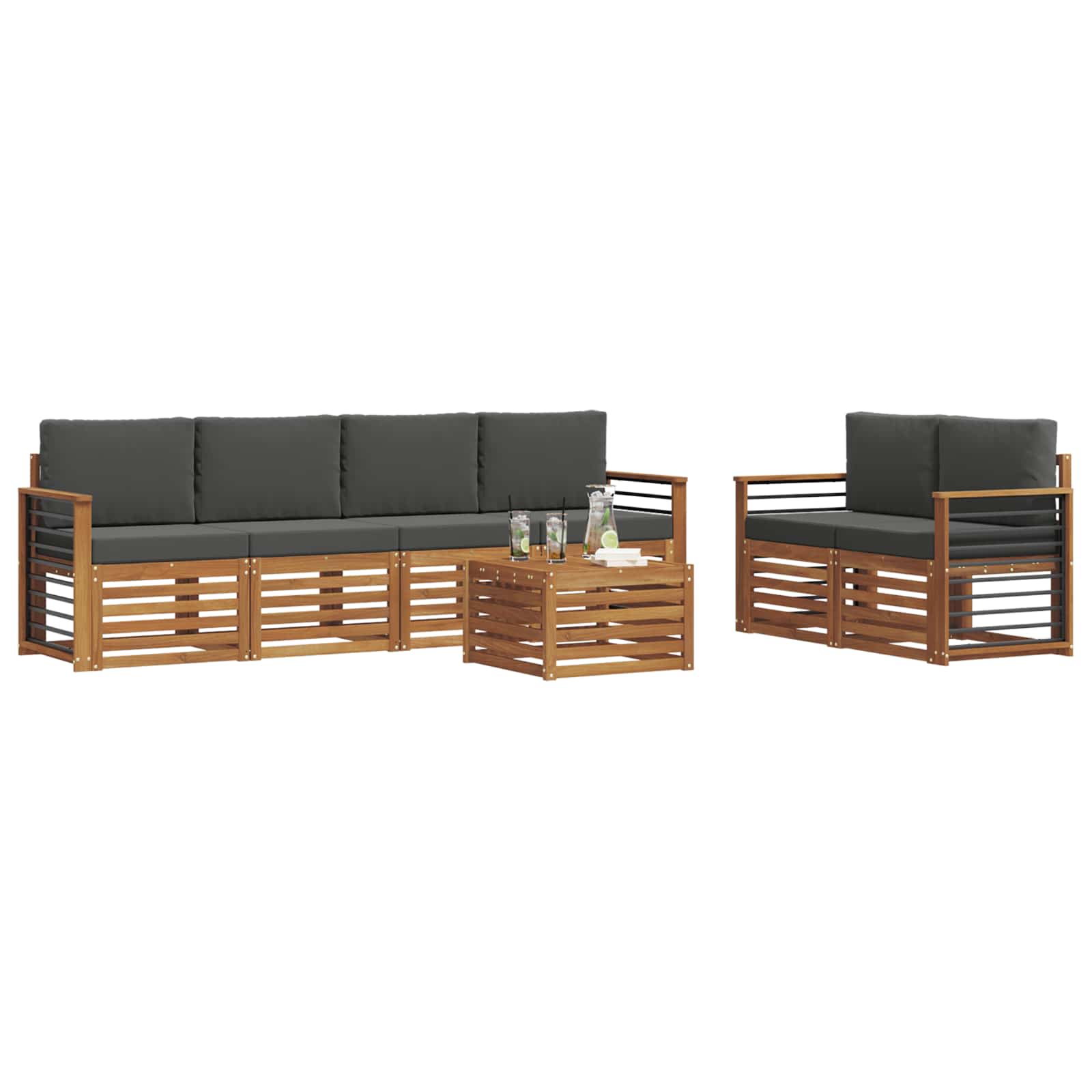 Ensemble de canapés d'extérieur 7 pcs Naturel et Anthracite - XIOS
