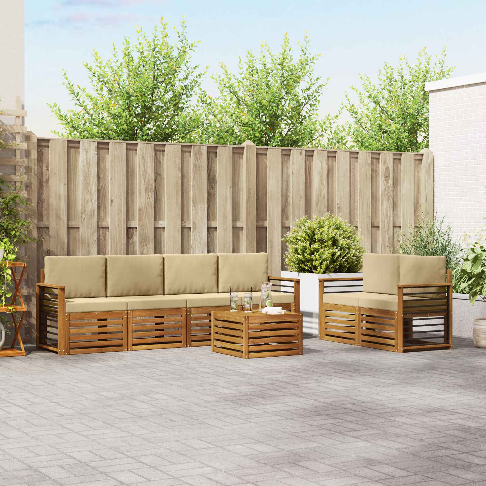 Ensemble de canapés d'extérieur 7 pcs Naturel et Beige - XIOS