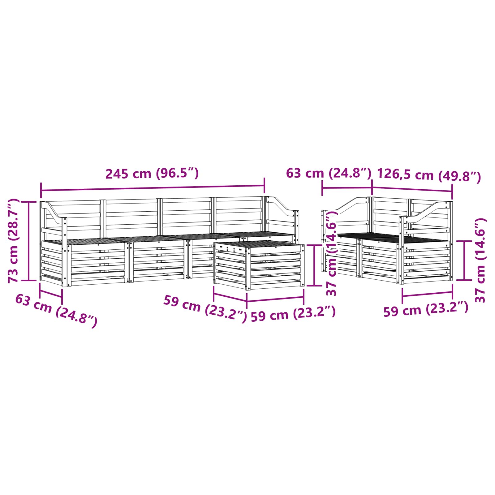 Ensemble de canapés d'extérieur 7 pcs Naturel - XIOS
