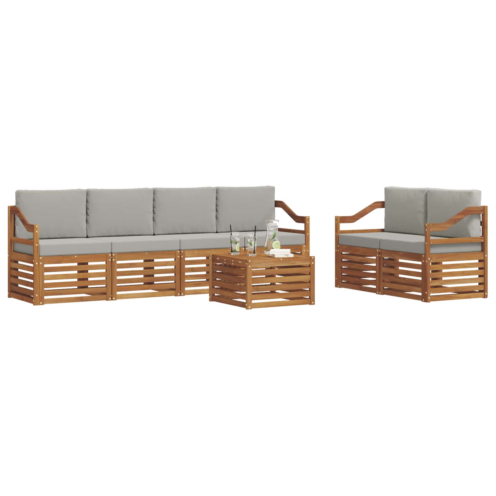 Ensemble de canapés d'extérieur 7 pcs Gris Naturel et Clair