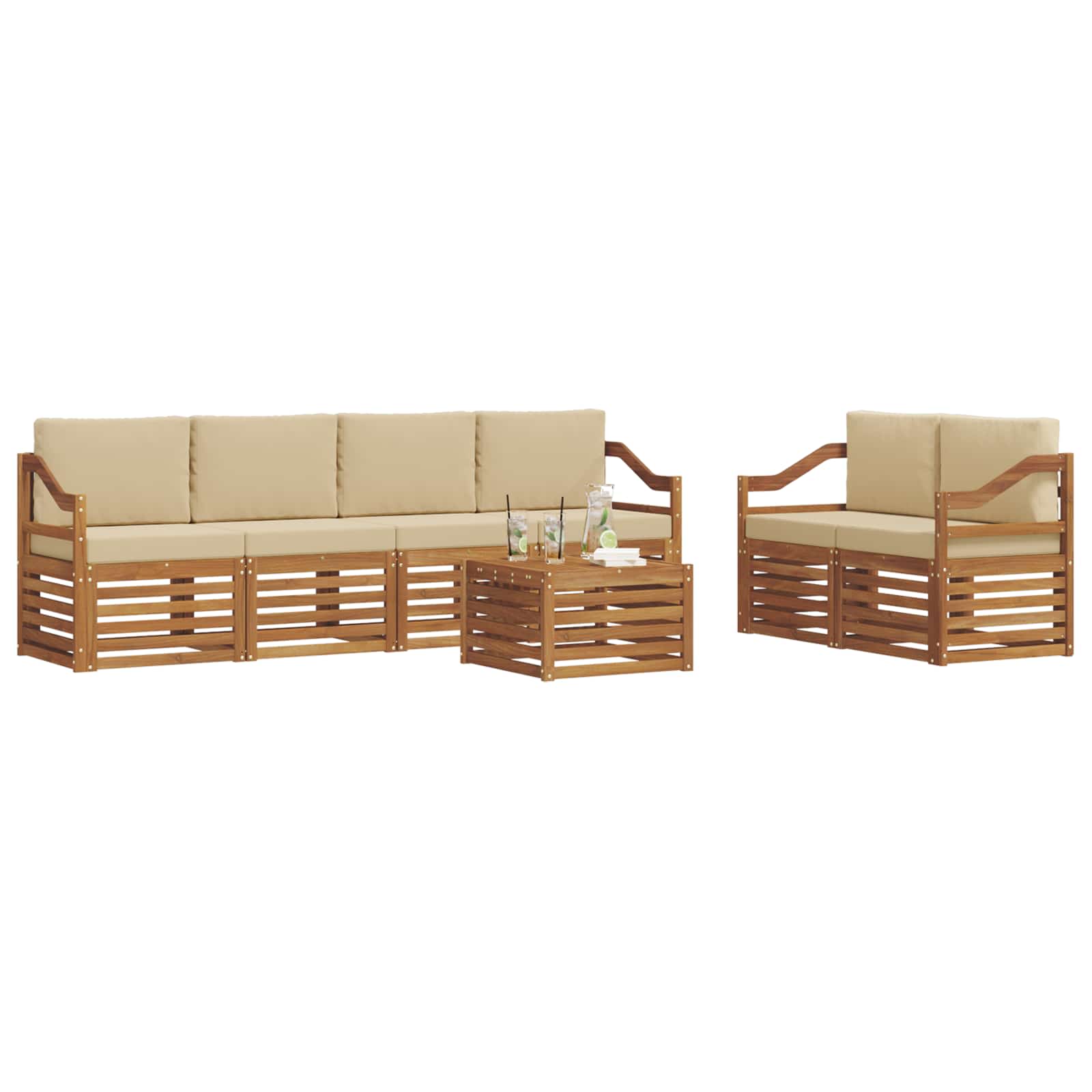 Ensemble de canapés d'extérieur 7 pcs Naturel et Beige - XIOS
