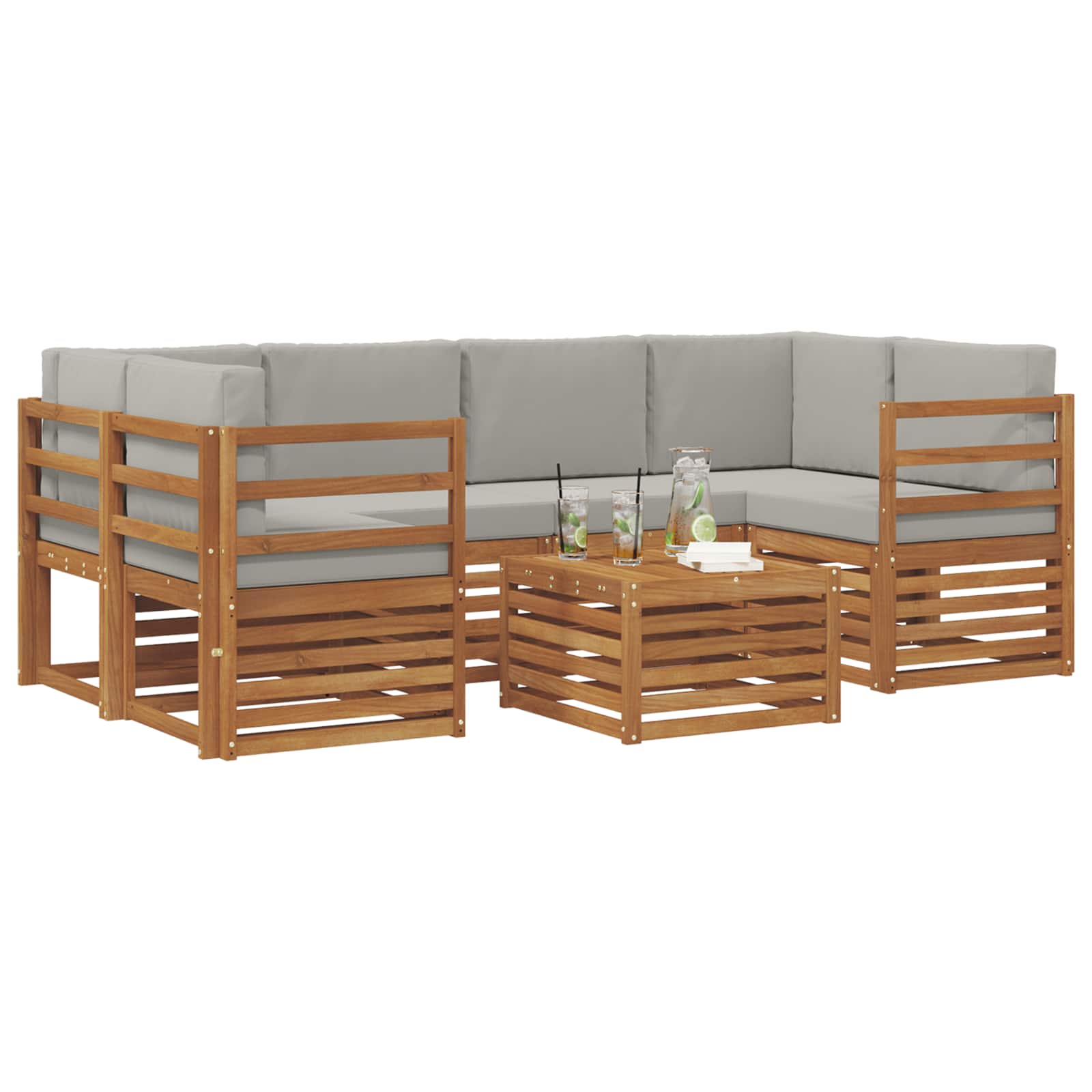 Ensemble de canapés d'extérieur 7 pcs Gris Naturel et Clair