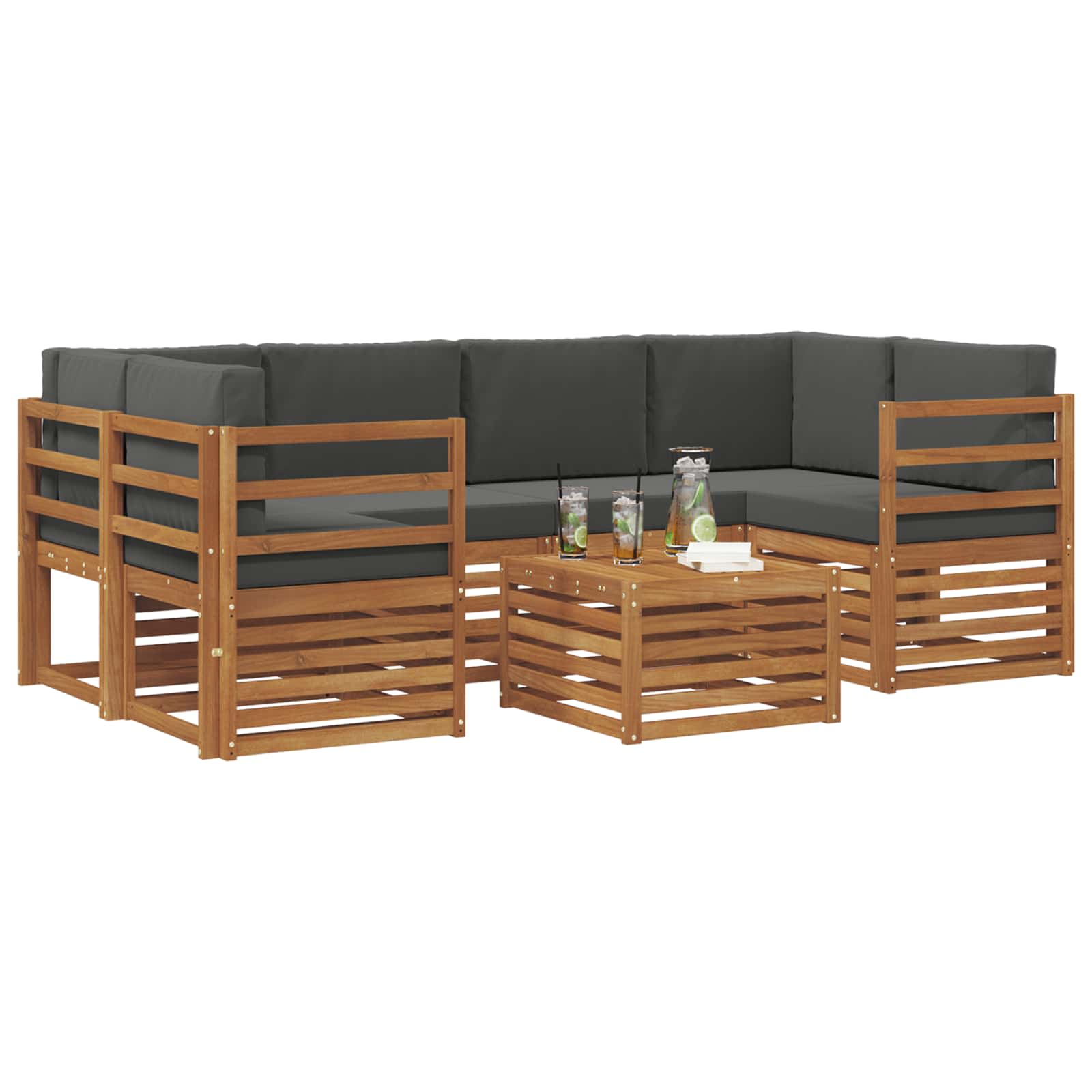 Ensemble de canapés d'extérieur 7 pc Naturel et Anthracite