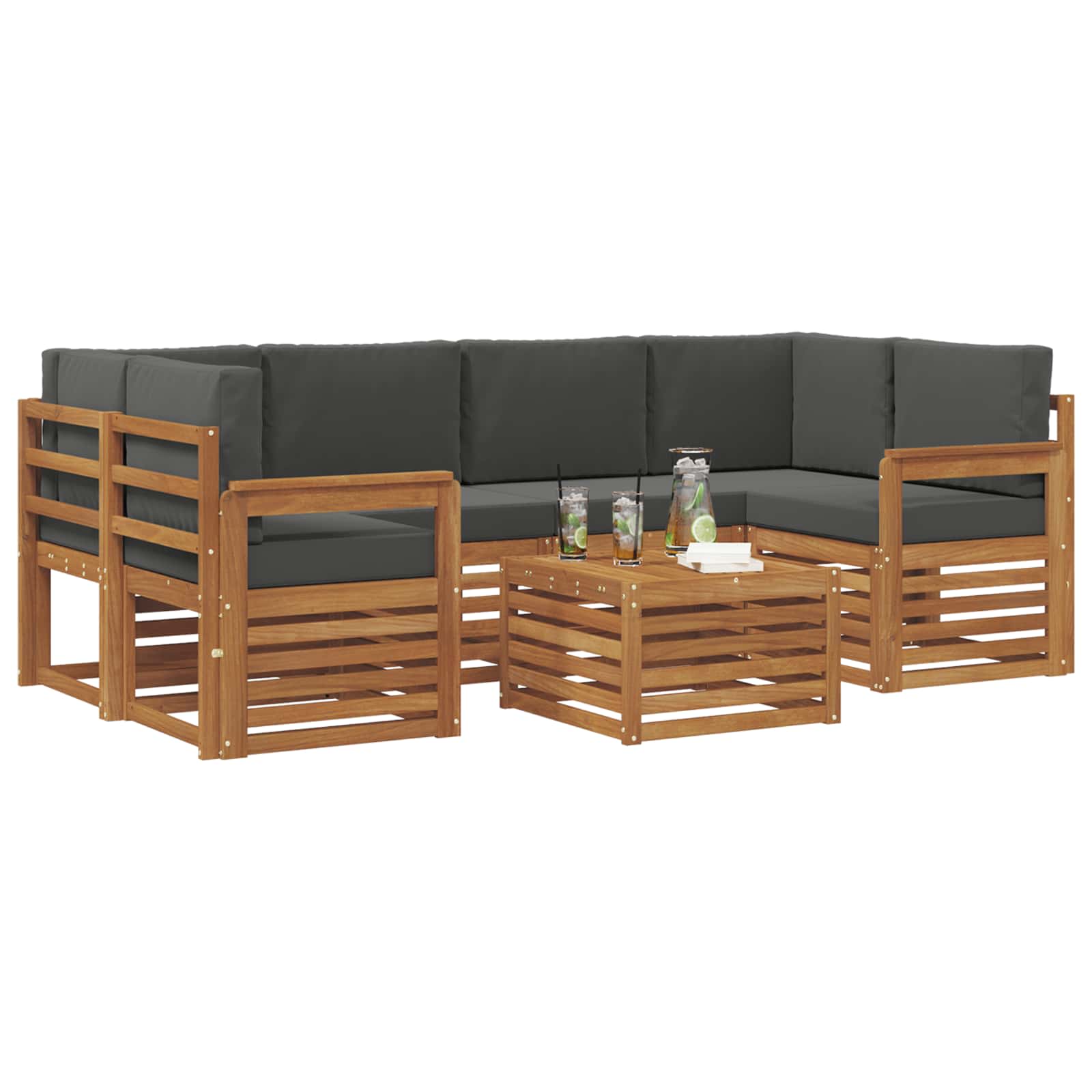 Ensemble de canapés d'extérieur 7 pcs Naturel et Anthracite - XIOS