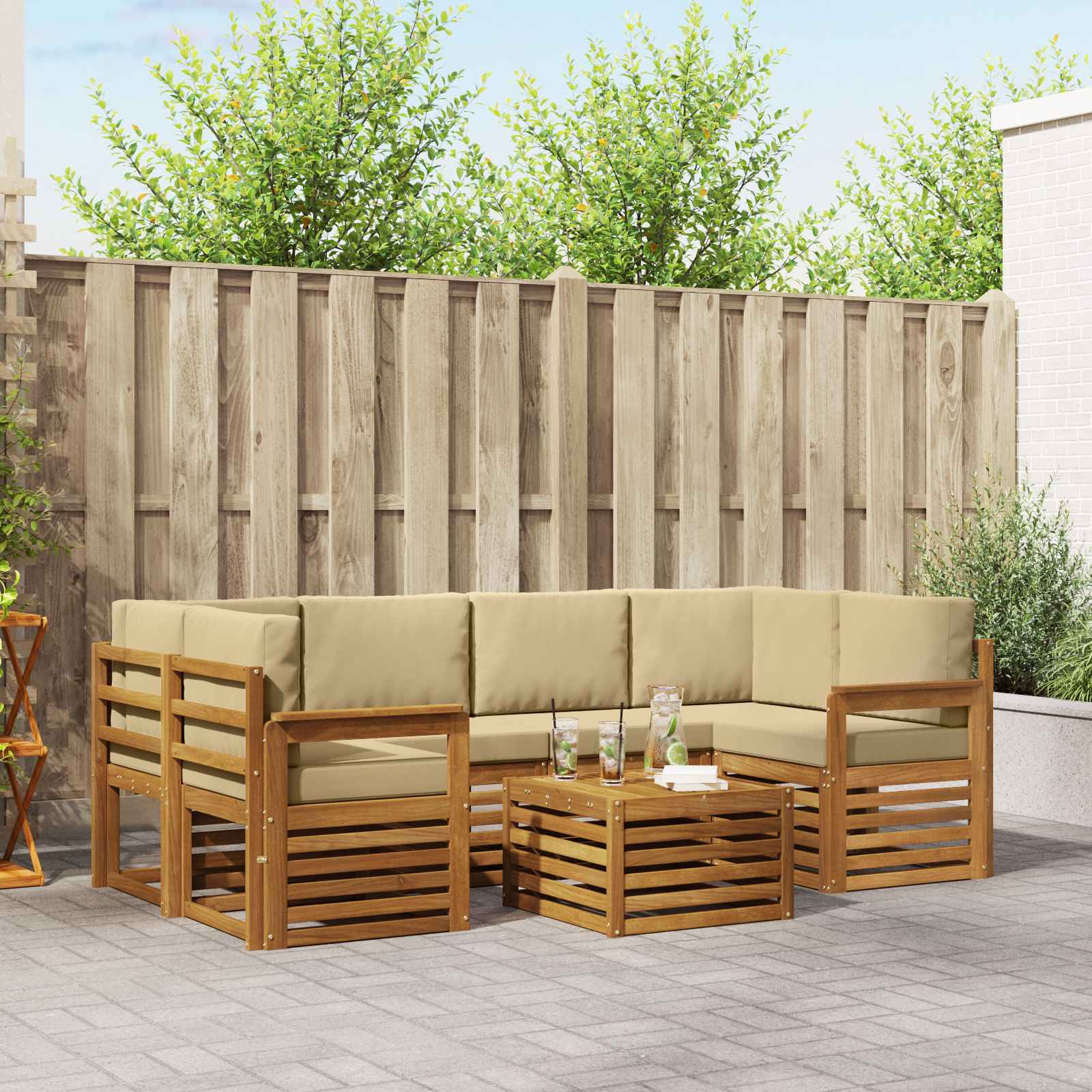 Ensemble de canapés d'extérieur 7 pcs Naturel et Beige - XIOS