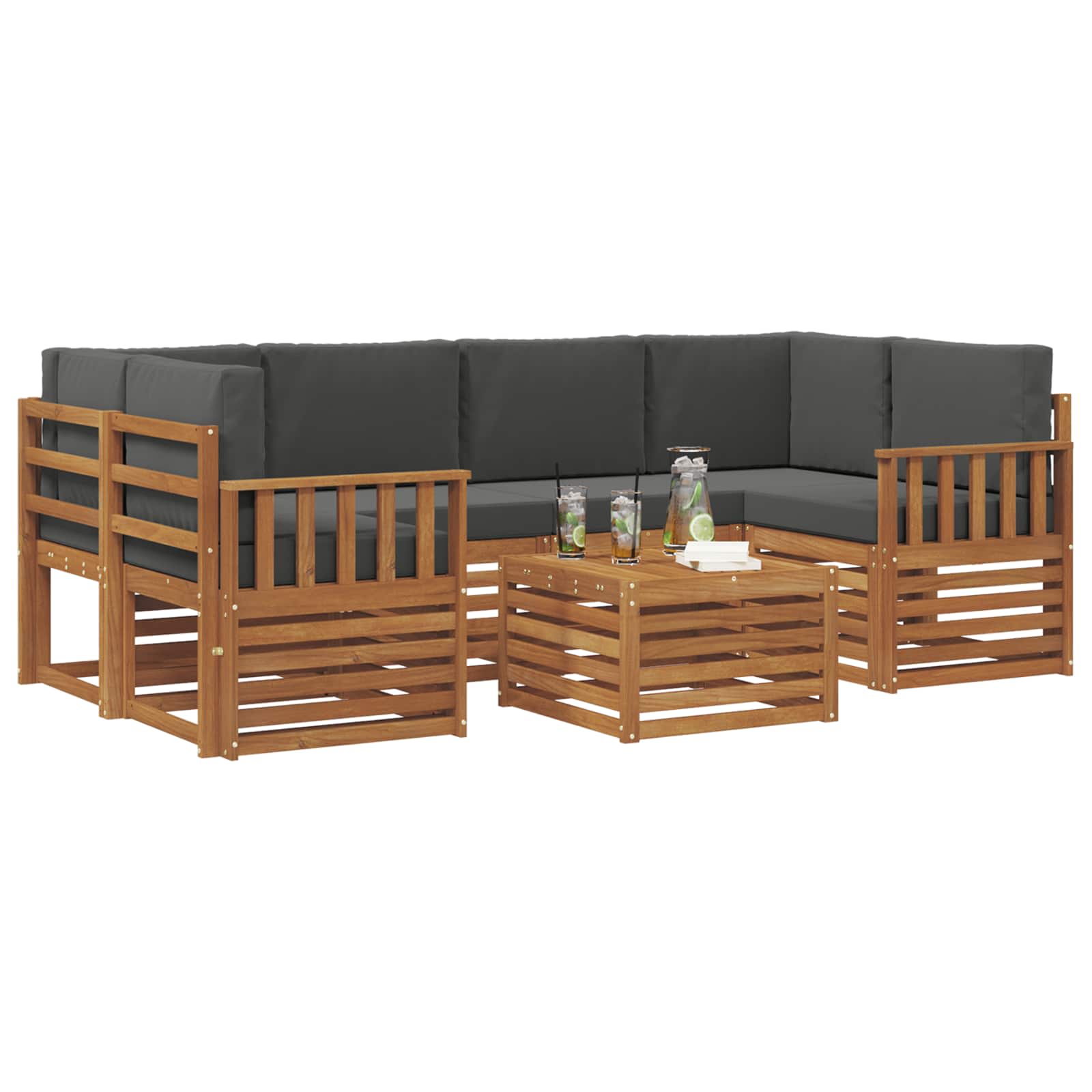 Ensemble de canapés d'extérieur 7 pcs Naturel et Anthracite - XIOS