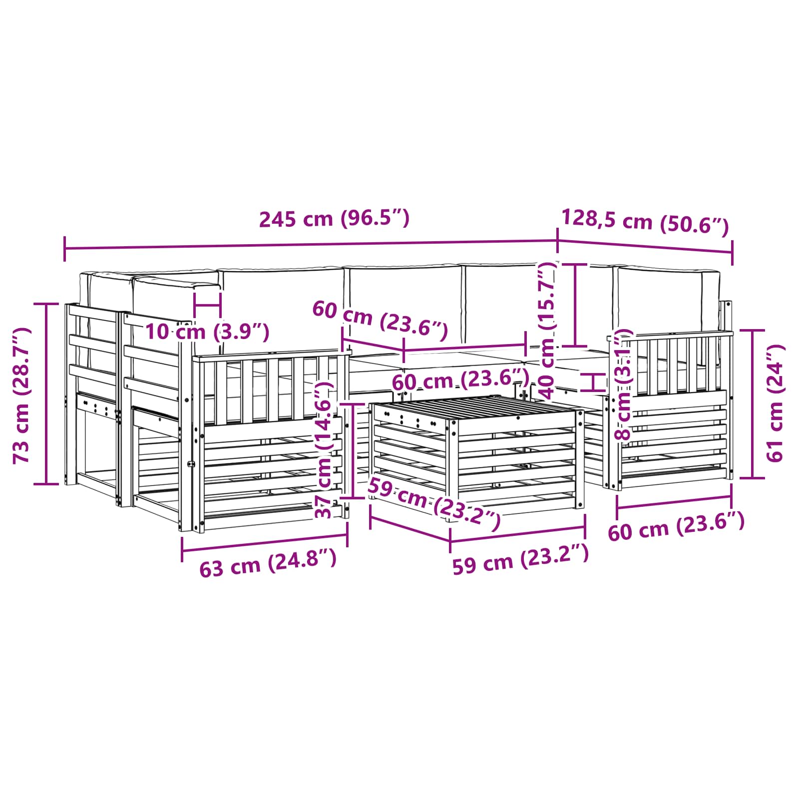 Ensemble de canapés d'extérieur 7 pcs Naturel et Beige - XIOS