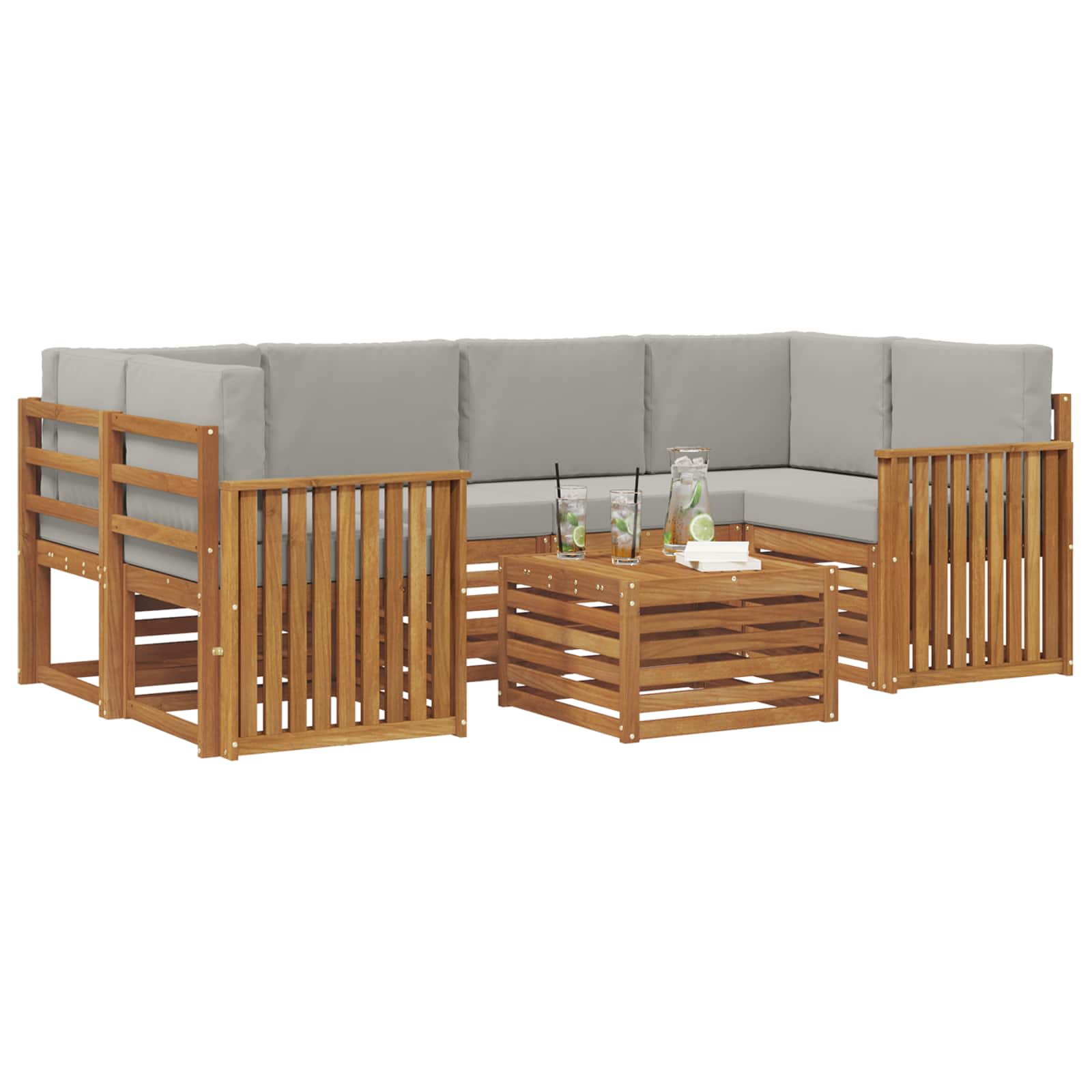 Ensemble de canapés d'extérieur 7 pcs Gris Naturel et Clair