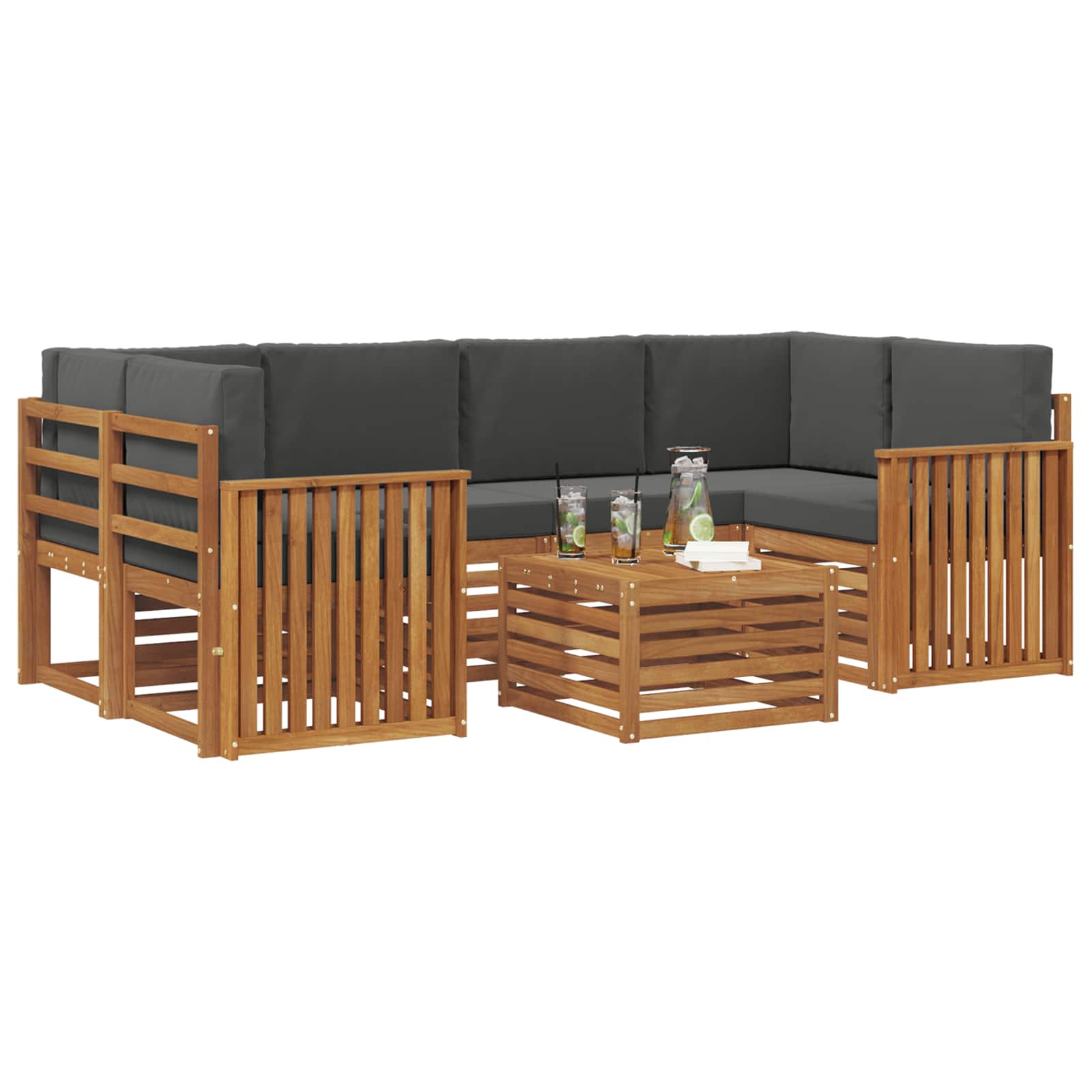 Ensemble de canapés d'extérieur 7 pcs Naturel et Anthracite - XIOS