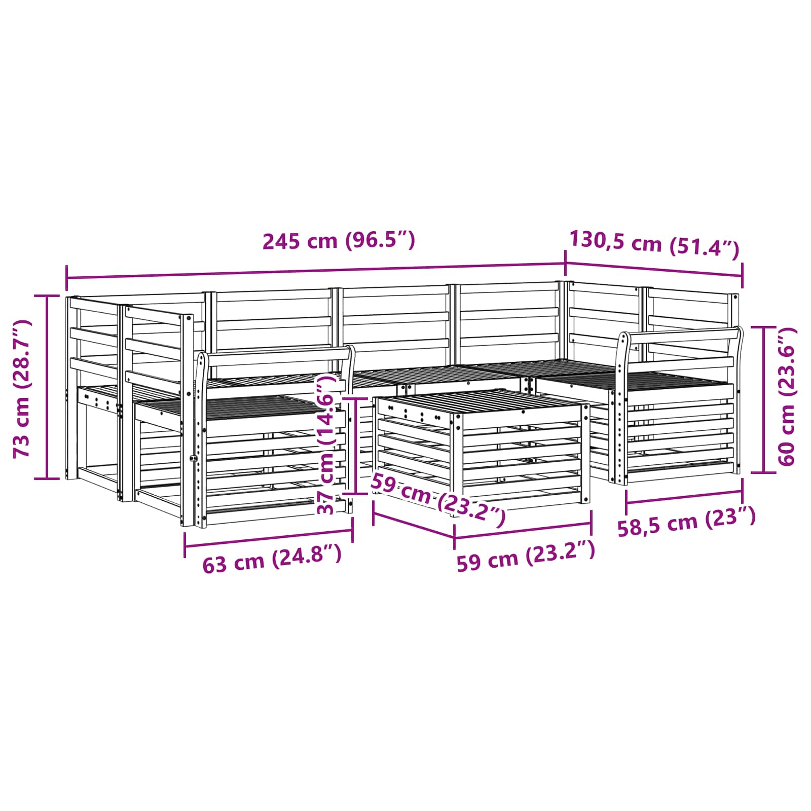 Ensemble de canapés d'extérieur 7 pcs Naturel - XIOS