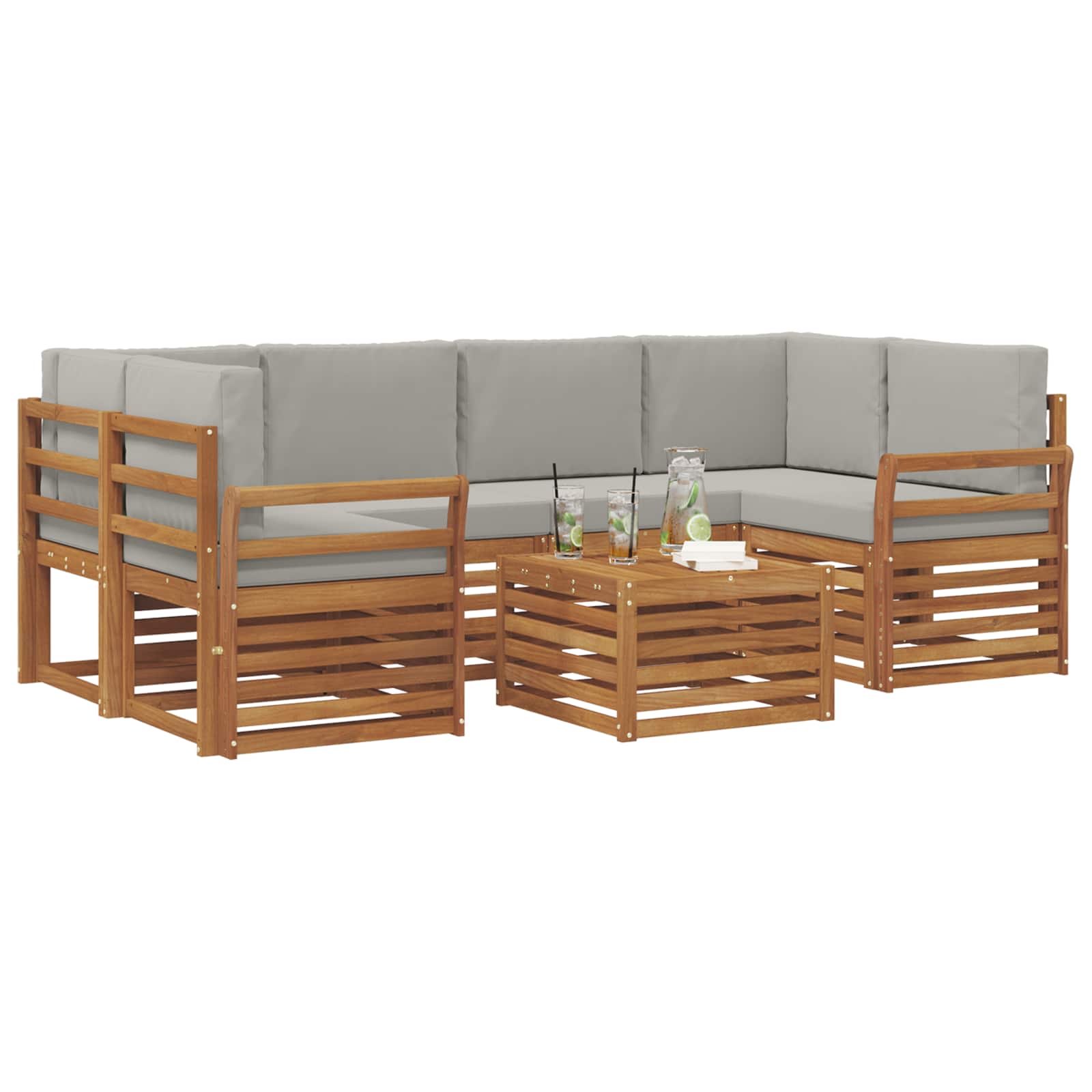 Ensemble de canapés d'extérieur 7 pcs Gris Naturel et Clair