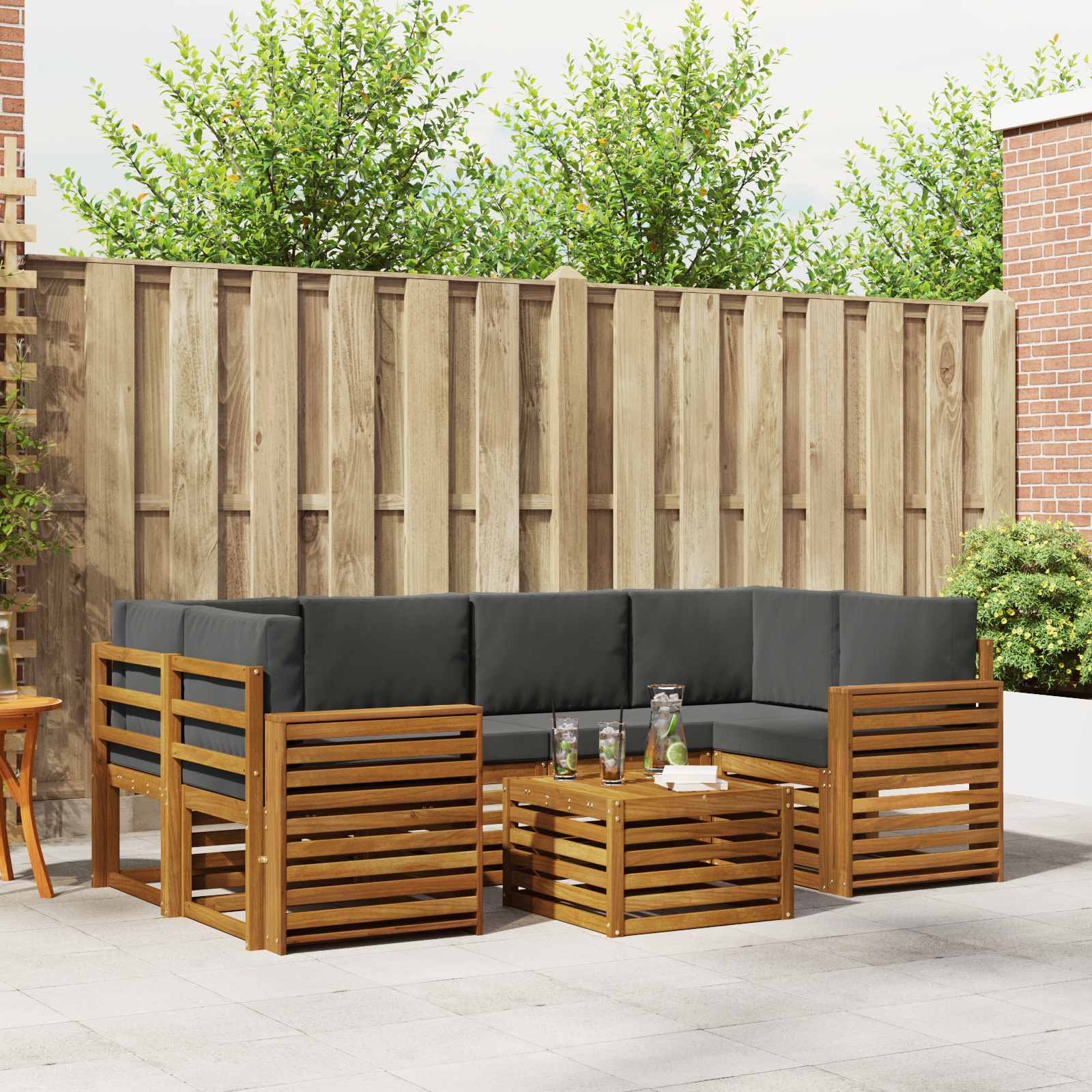 Ensemble de canapés d'extérieur 7 pcs Naturel et Anthracite - XIOS