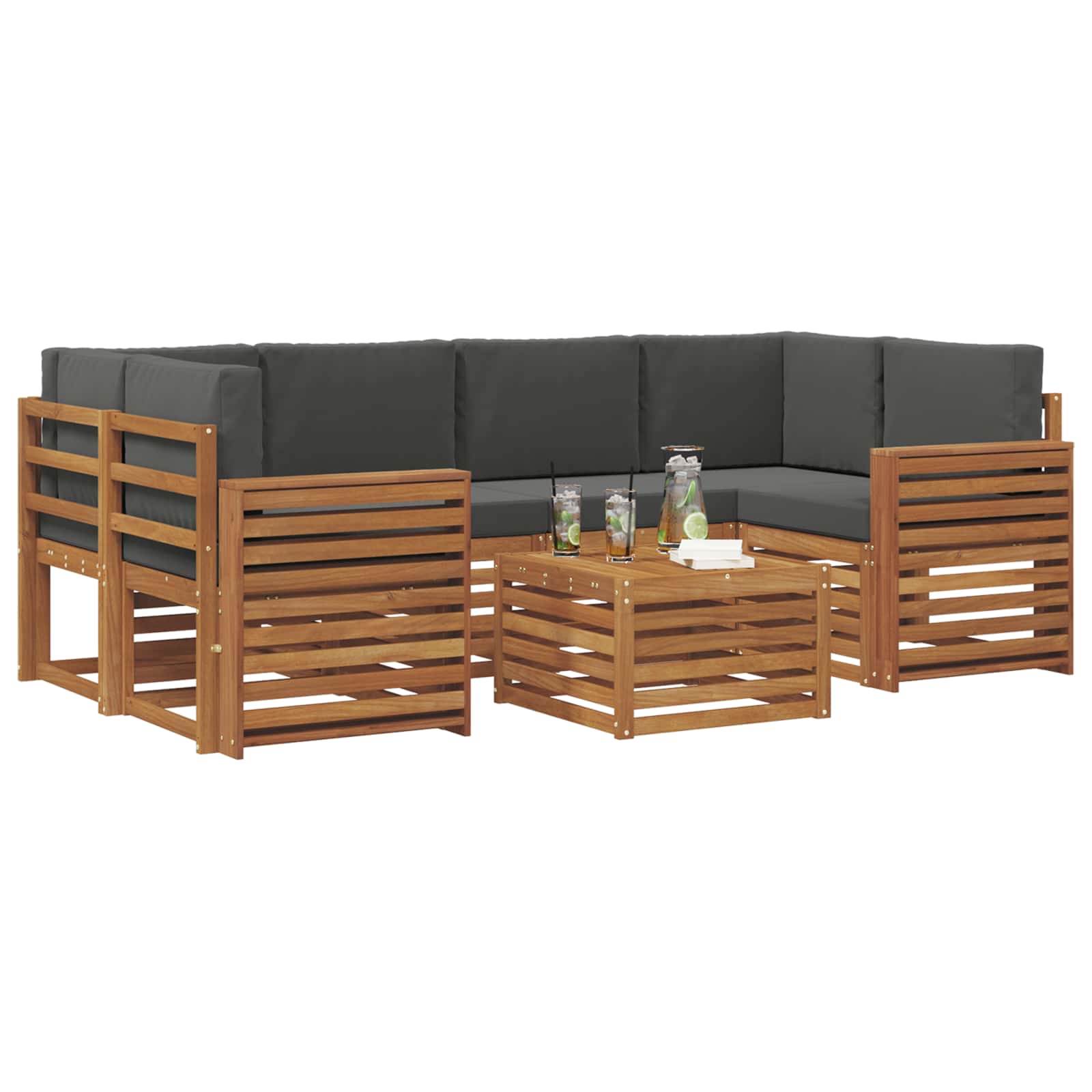 Ensemble de canapés d'extérieur 7 pcs Naturel et Anthracite - XIOS