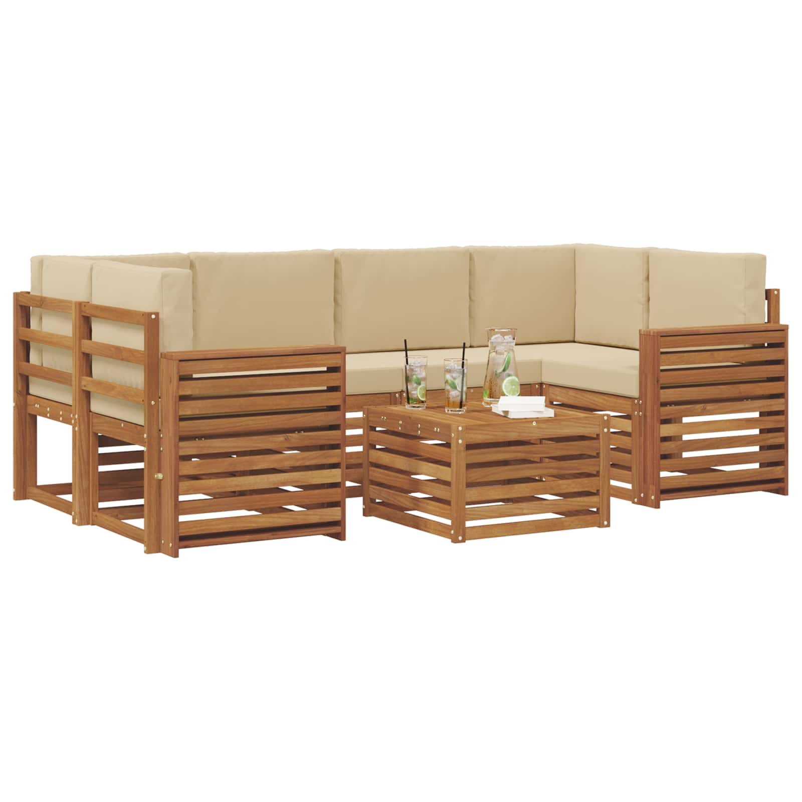 Ensemble de canapés d'extérieur 7 pcs Naturel et Beige - XIOS