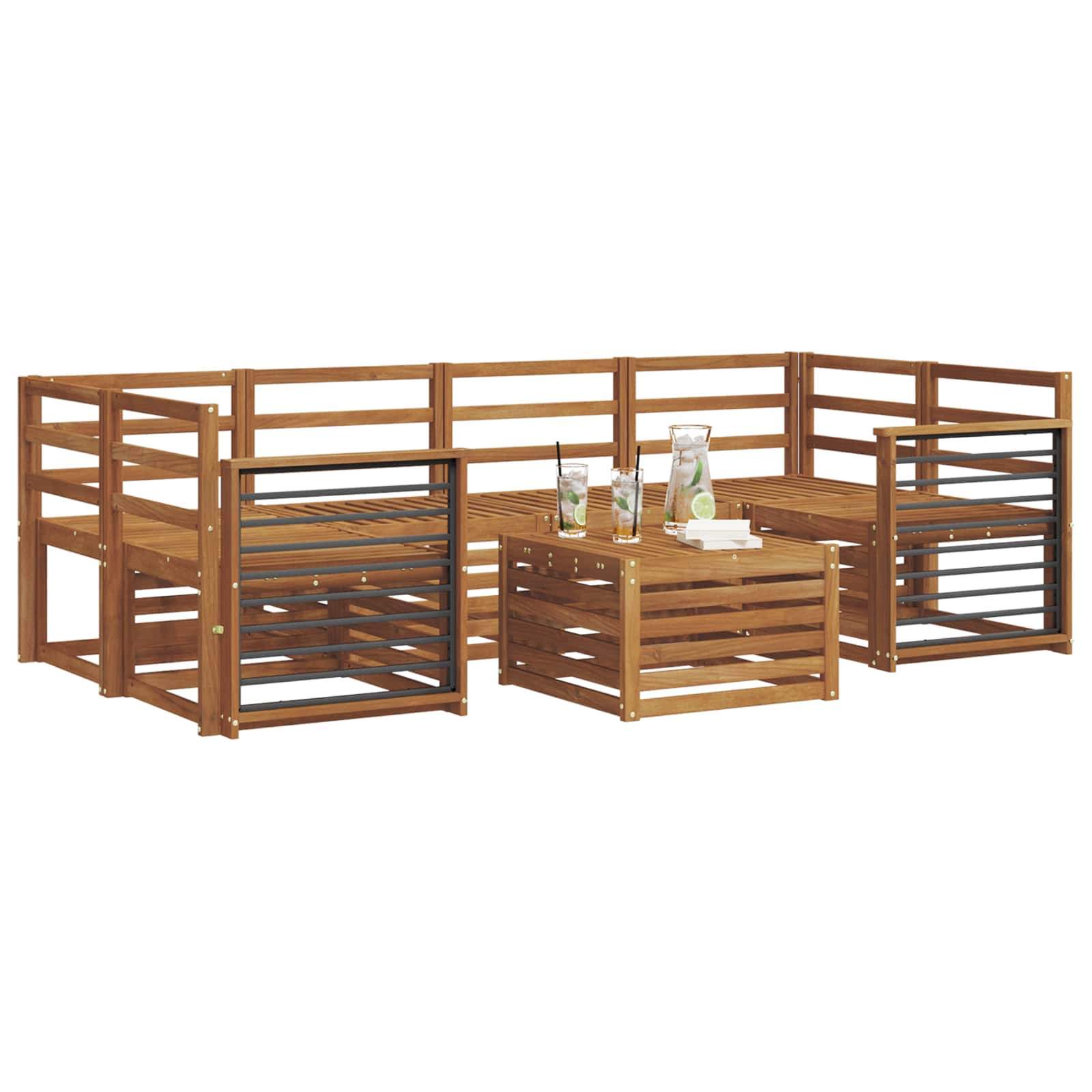 Ensembles de canapés 7 pcs Naturel Bois d'Acacia Massif - XIOS