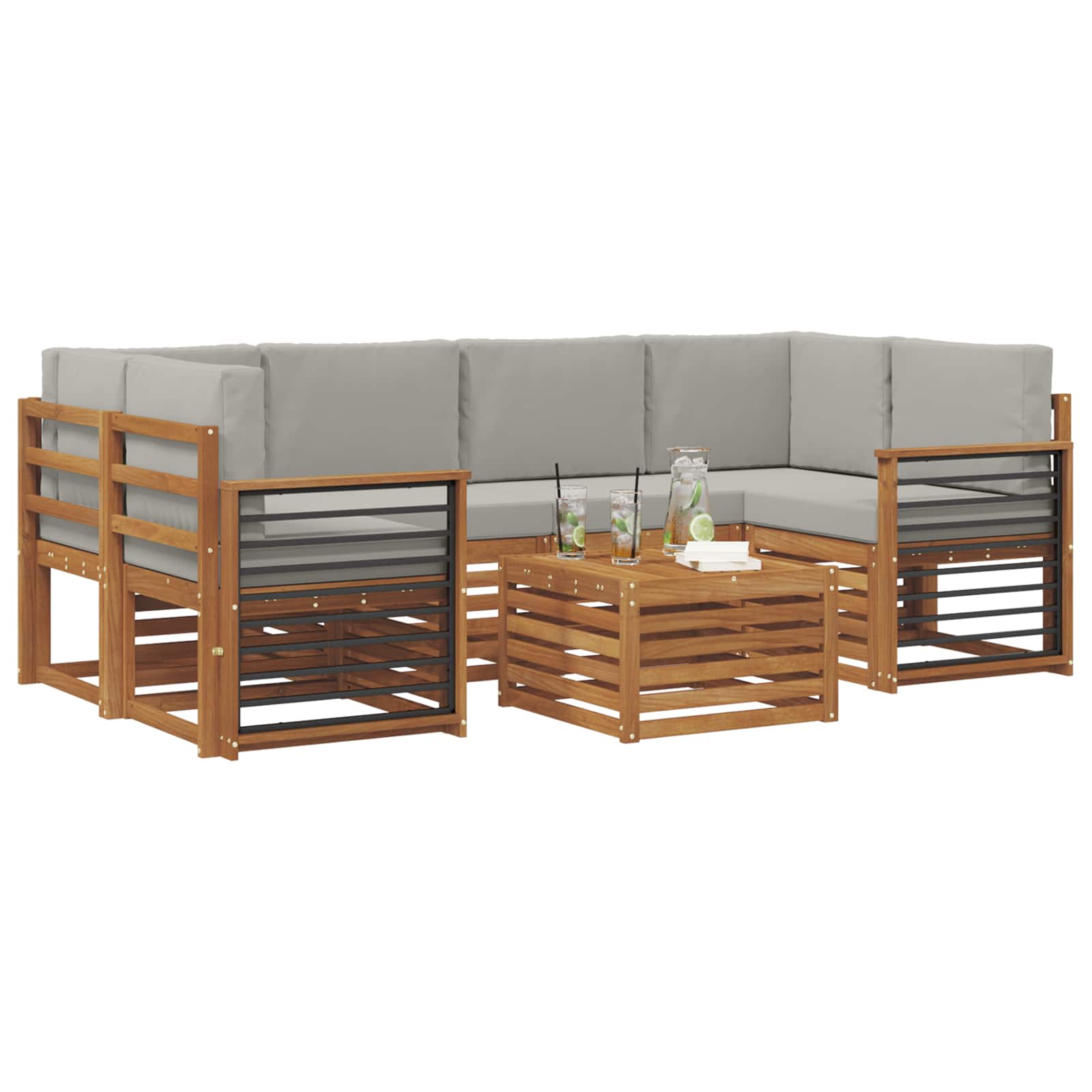 Ensemble de canapés d'extérieur 7 pcs Gris Naturel et Clair