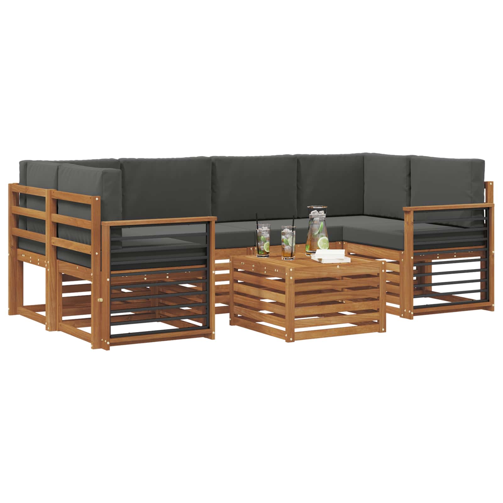 Ensemble de canapés d'extérieur 7 pcs Naturel et Anthracite - XIOS