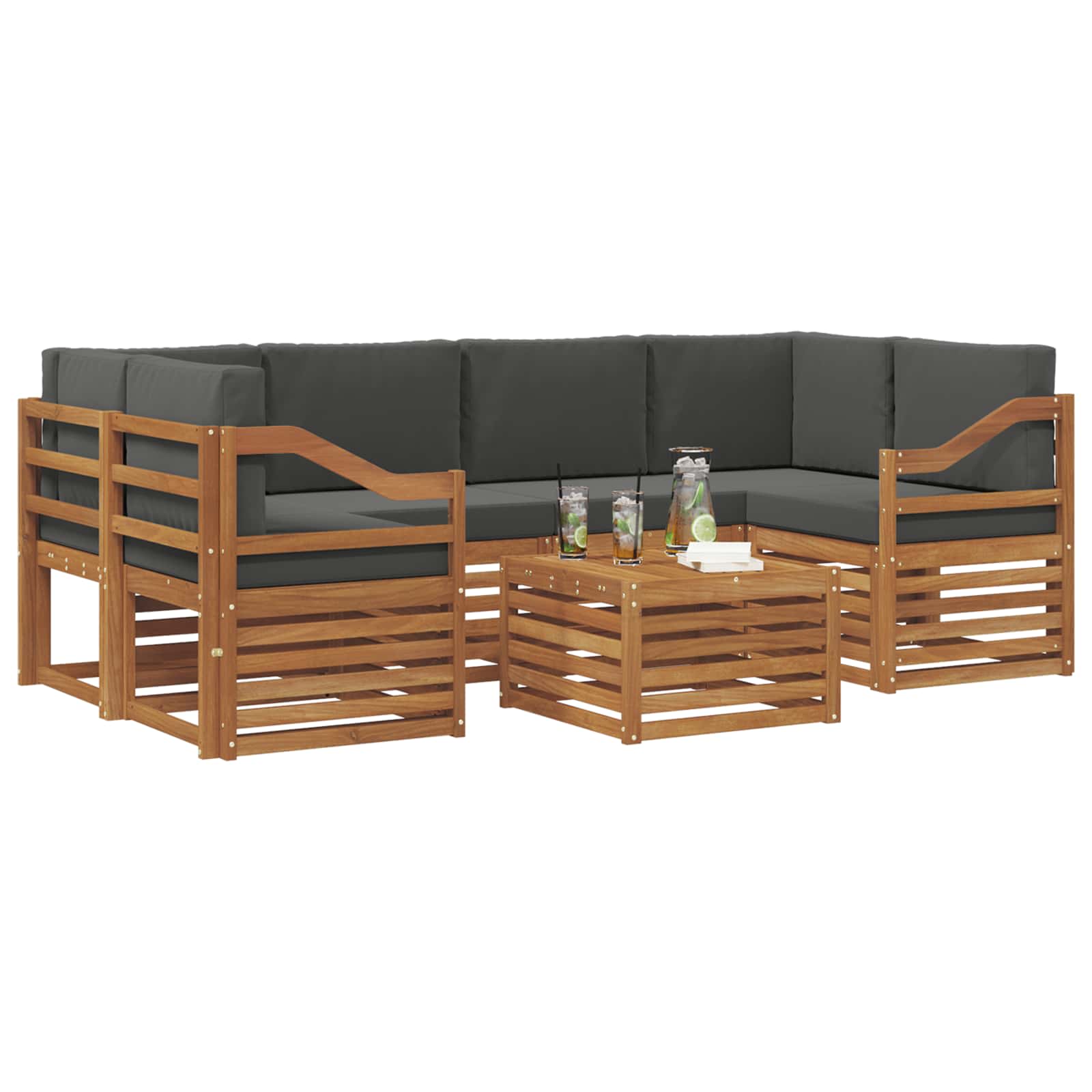 Ensemble de canapés d'extérieur 7 pcs Naturel et Anthracite - XIOS