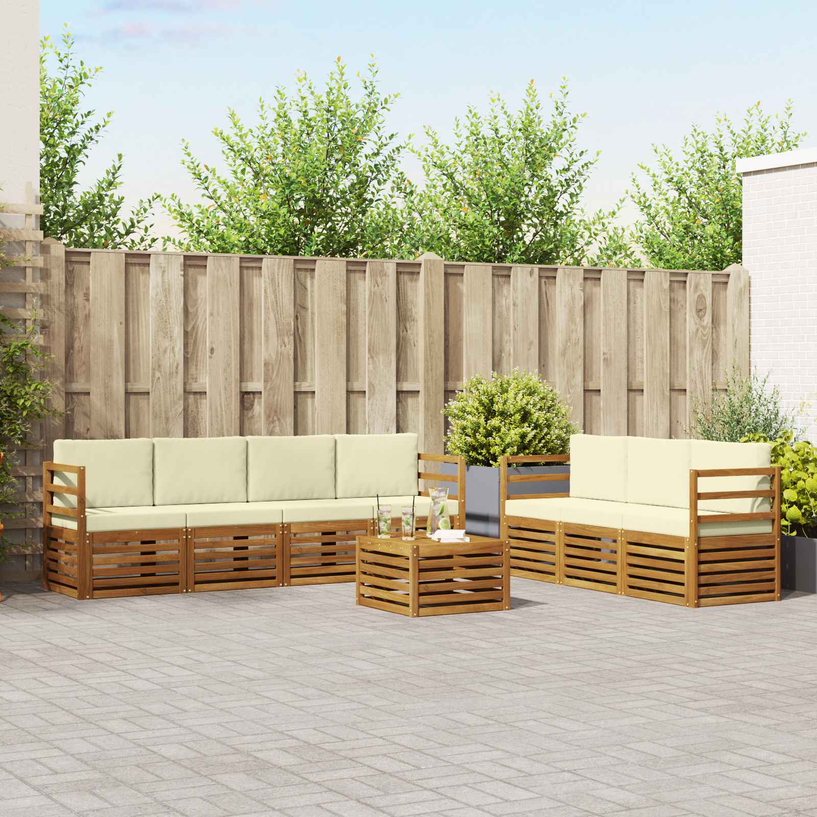 Ensembles de canapés avec coussin 8 pcs Naturel et Crème - XIOS