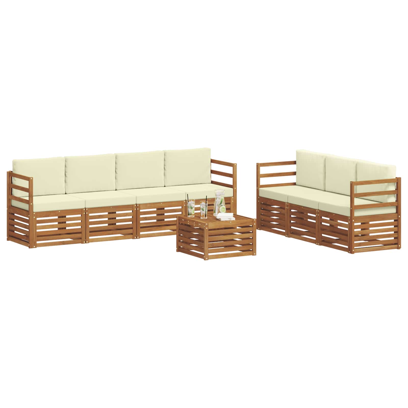 Ensembles de canapés avec coussin 8 pcs Naturel et Crème - XIOS