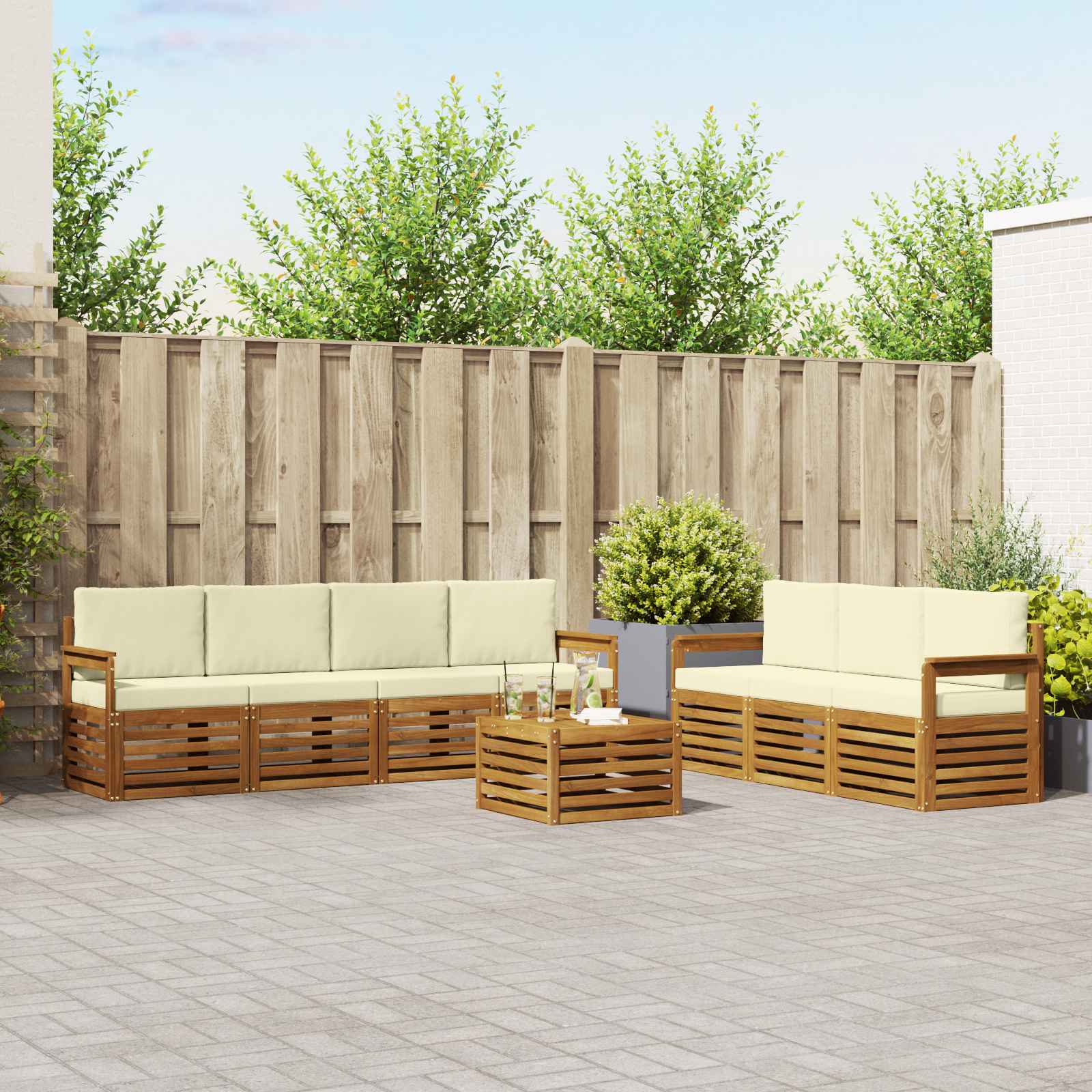 Ensembles de canapés avec coussin 8 pcs Naturel et Crème - XIOS