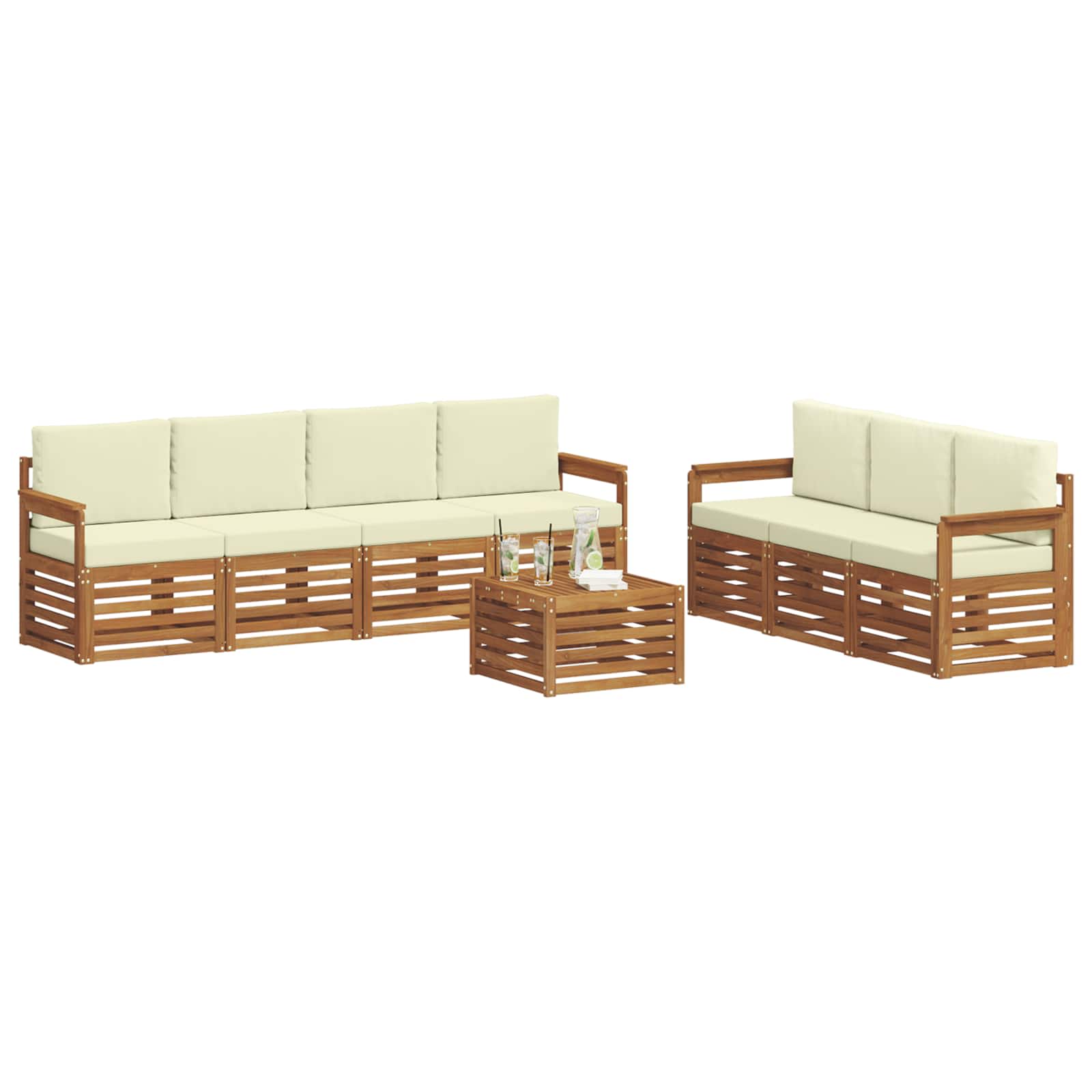 Ensembles de canapés avec coussin 8 pcs Naturel et Crème - XIOS