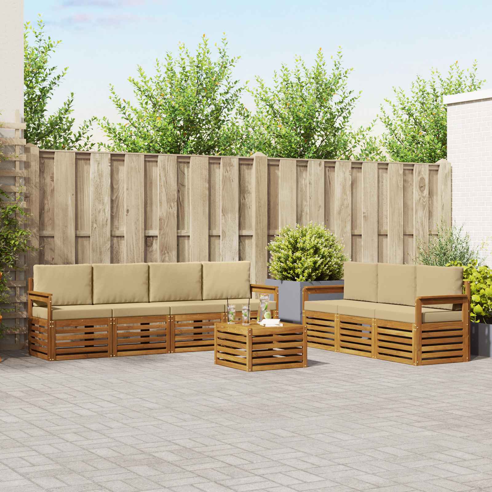 Ensembles de canapés avec coussin 8 pcs Naturel et Beige - XIOS