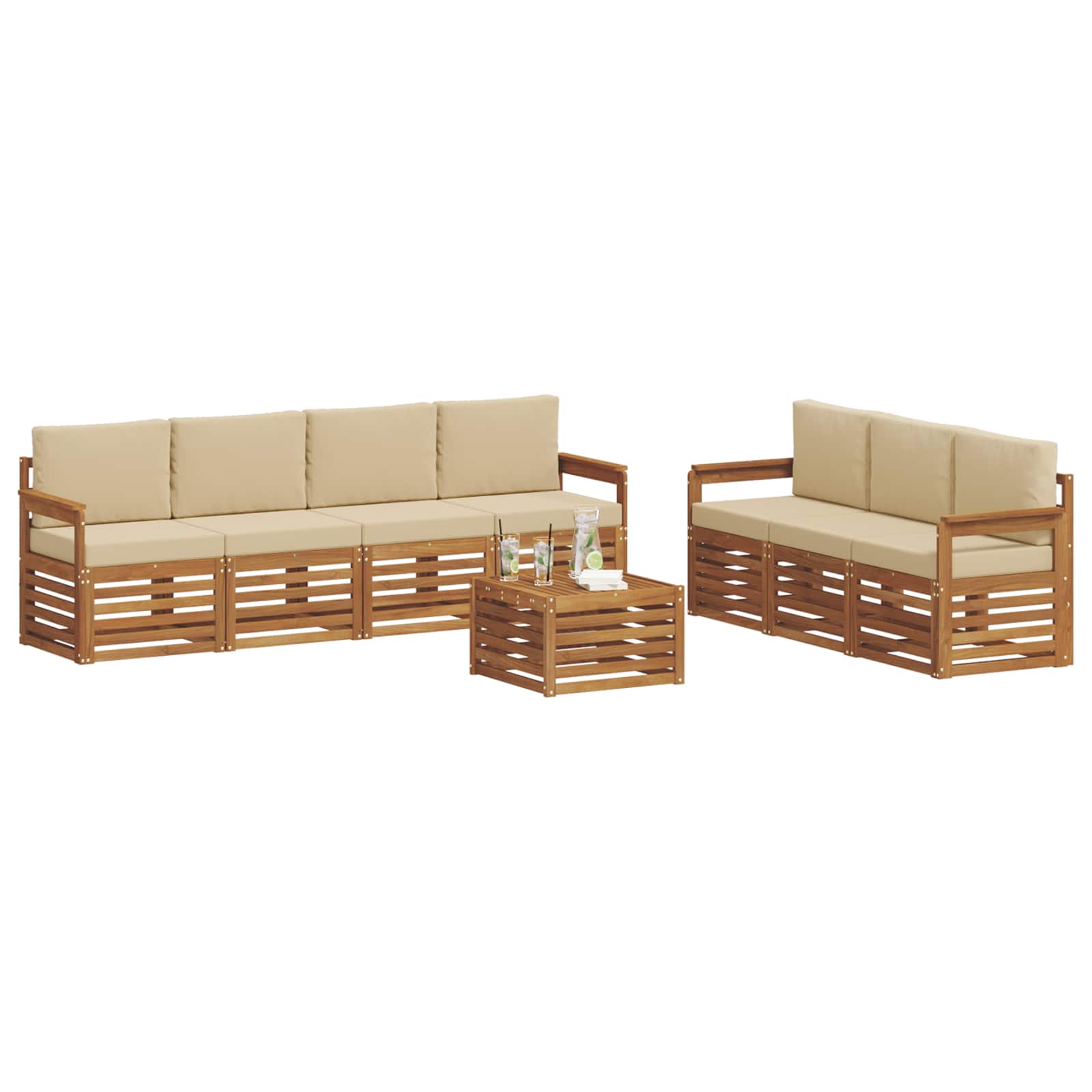 Ensembles de canapés avec coussin 8 pcs Naturel et Beige - XIOS