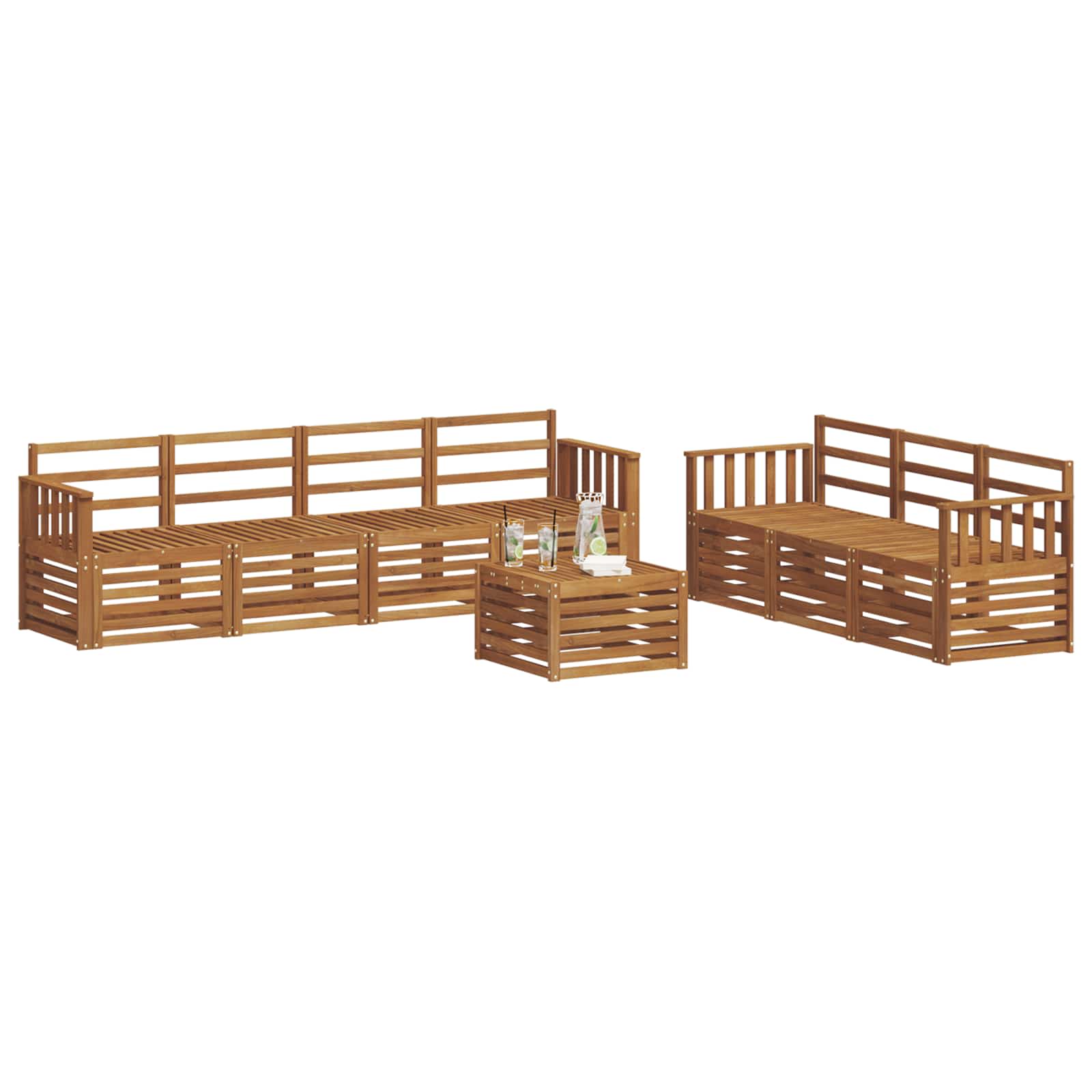 Ensembles de canapés 8 pcs Naturel Bois d'Acacia Massif - XIOS