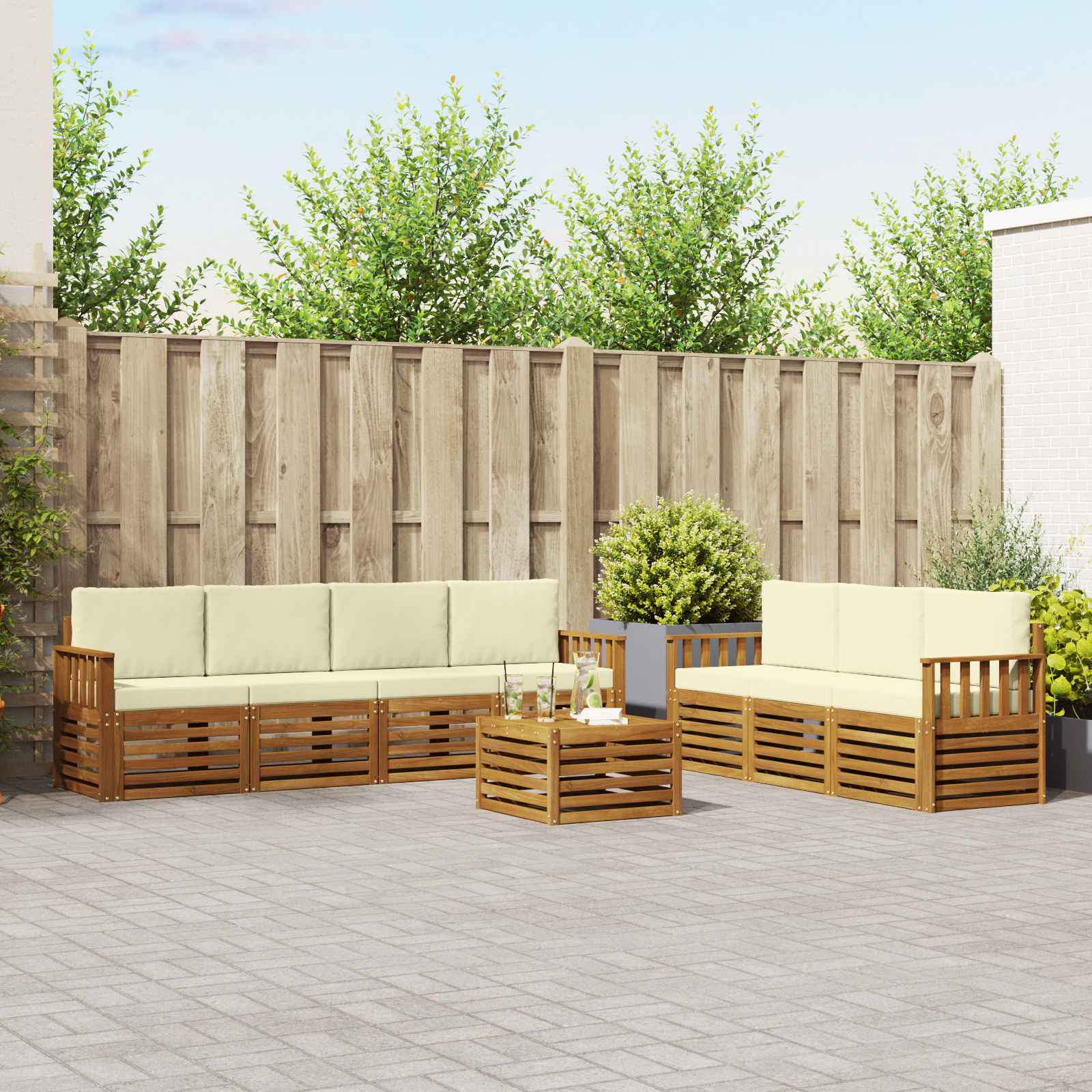 Ensembles de canapés avec coussin 8 pcs Naturel et Crème - XIOS