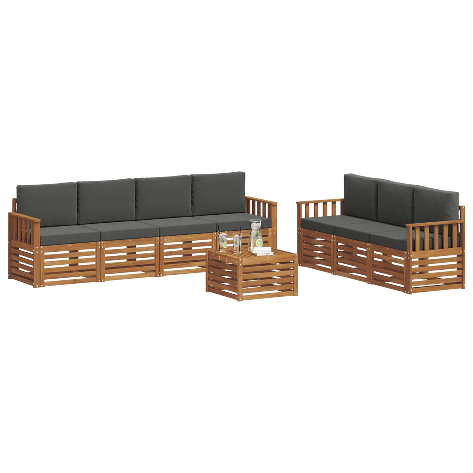 Ensembles de canapés avec coussin 8 pcs Naturel et Anthracite - XIOS
