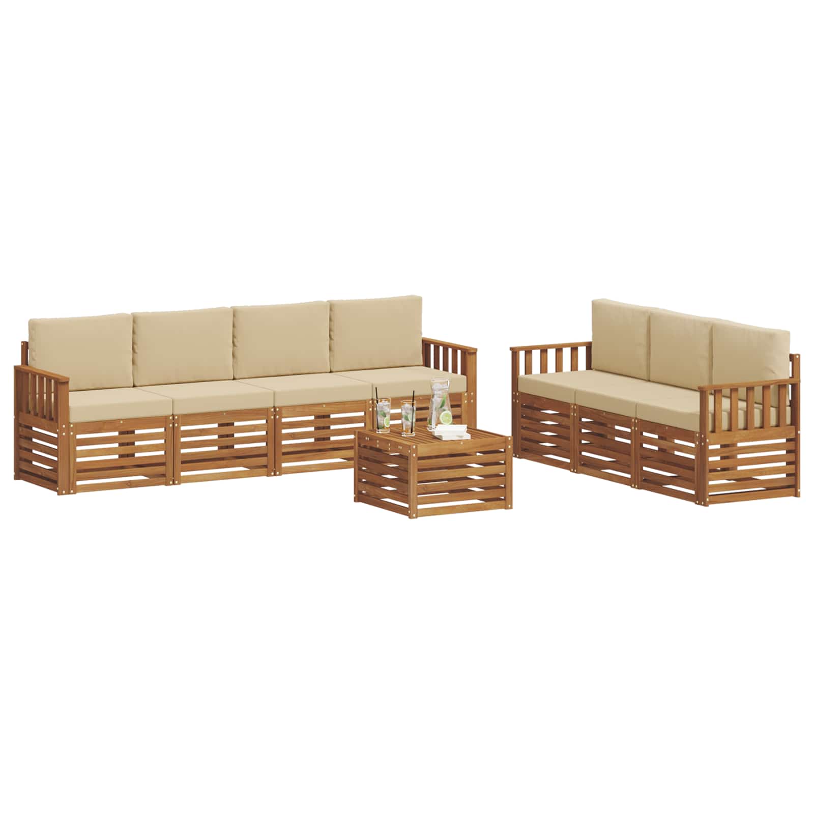 Ensembles de canapés avec coussin 8 pcs Naturel et Beige - XIOS