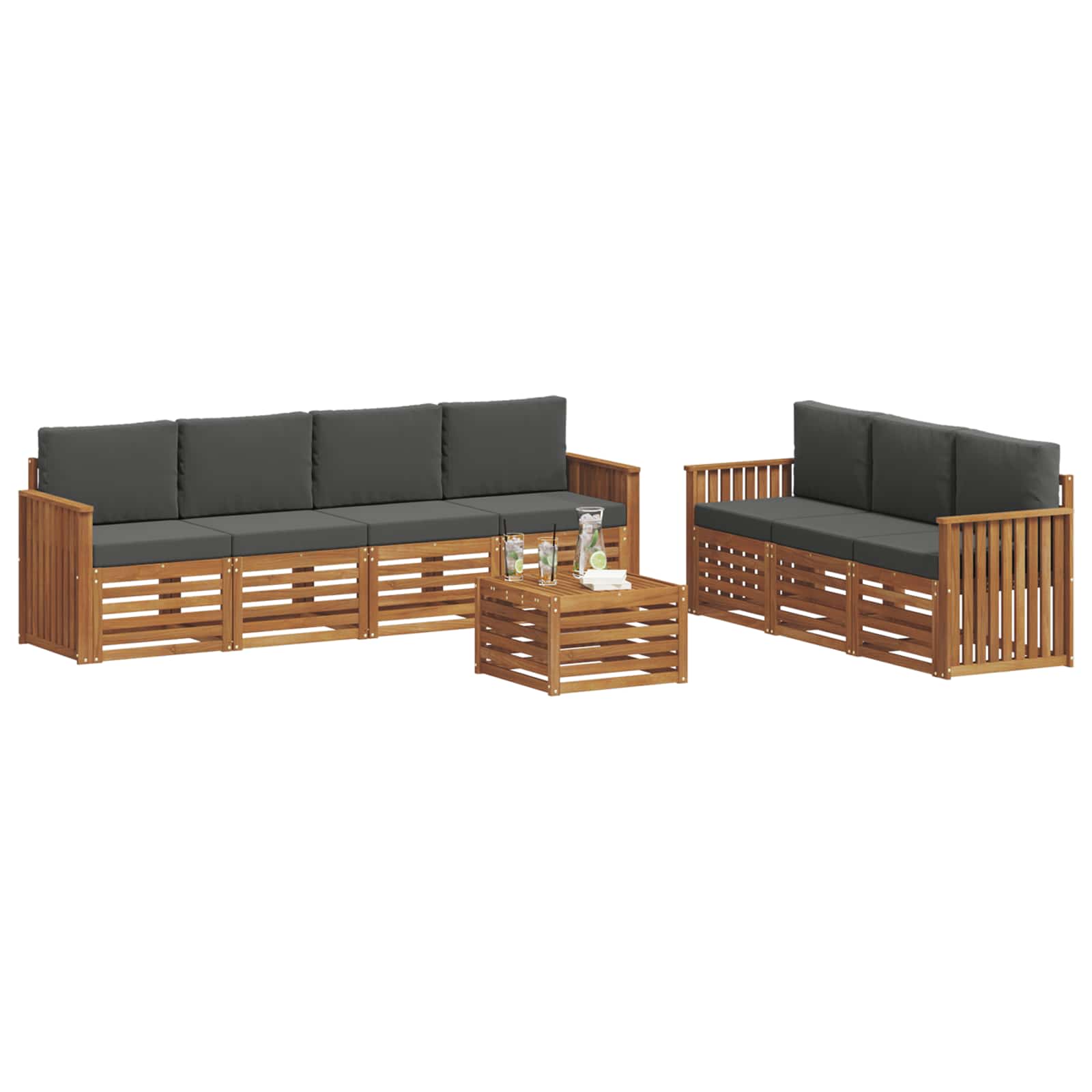 Ensembles de canapés avec coussin 8 pcs Naturel et Anthracite - XIOS