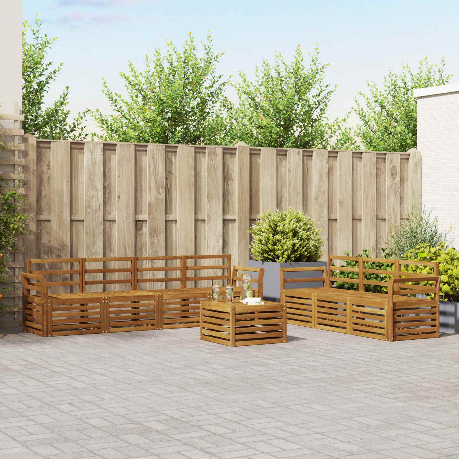 Ensembles de canapés 8 pcs Naturel Bois d'Acacia Massif - XIOS