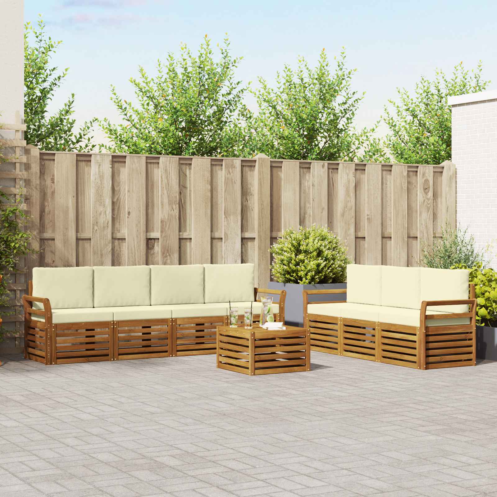 Ensembles de canapés avec coussin 8 pcs Naturel et Crème - XIOS