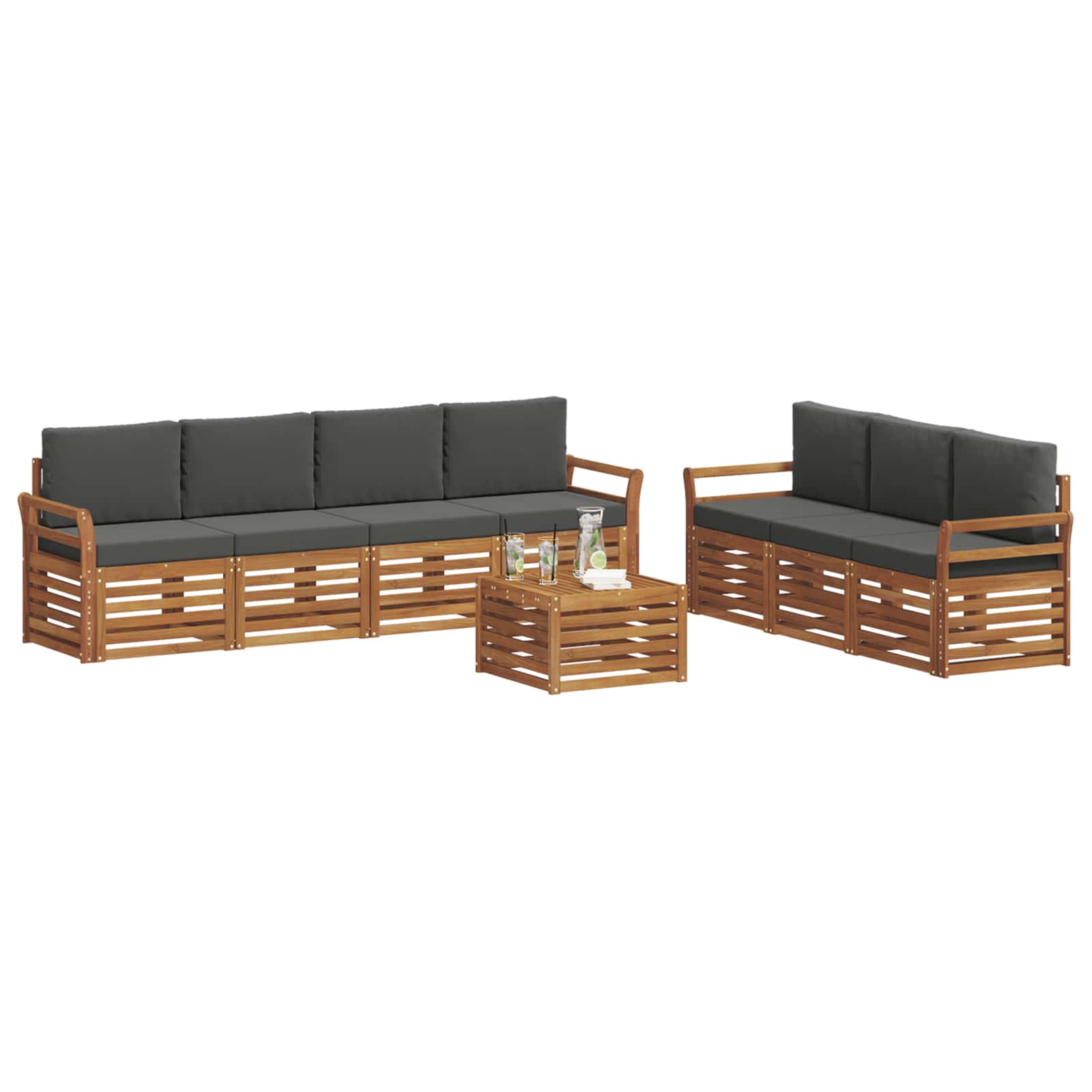 Ensembles de canapés avec coussin 8 pcs Naturel et Anthracite - XIOS