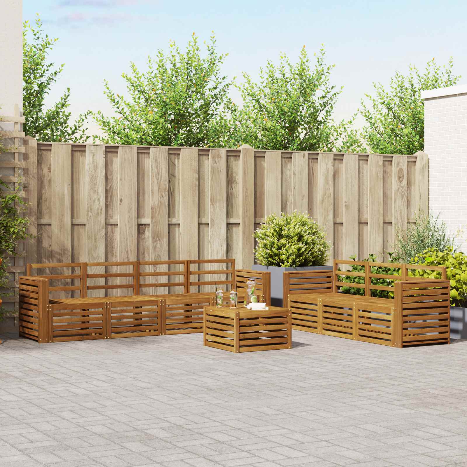 Ensembles de canapés 8 pcs Naturel Bois d'Acacia Massif - XIOS