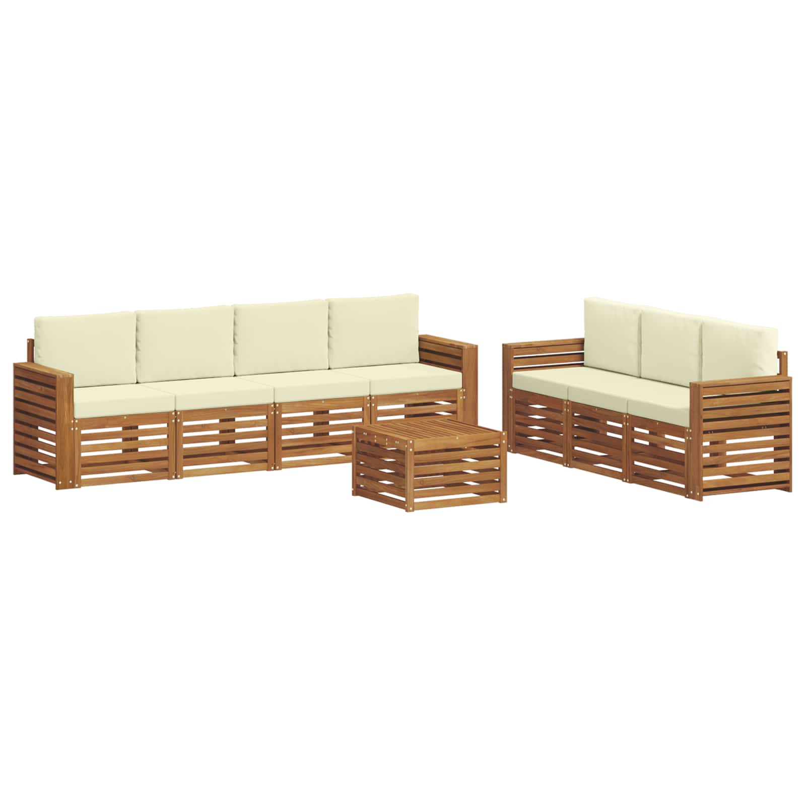 Ensembles de canapés avec coussin 8 pcs Naturel et Crème