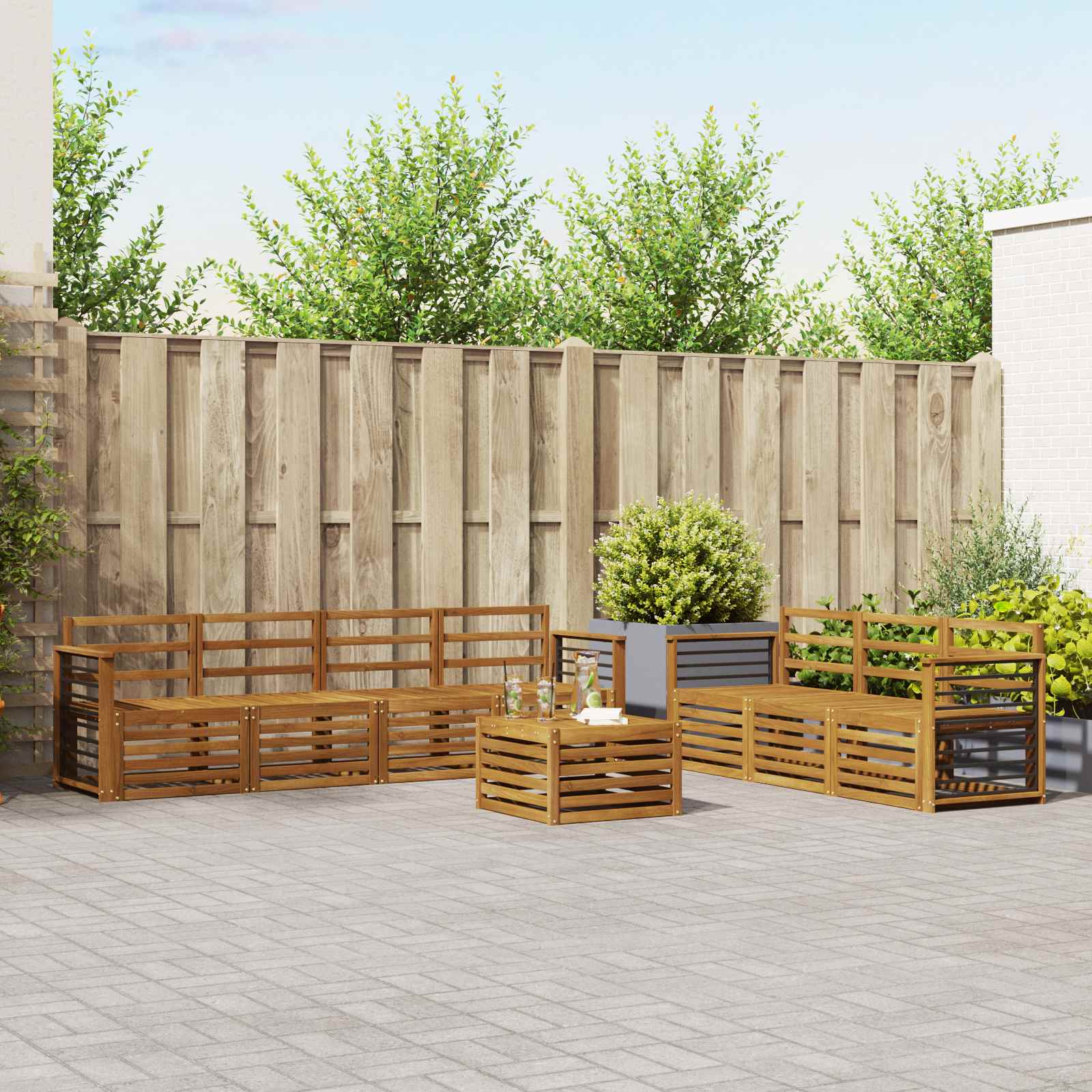Ensembles de canapés 8 pcs Naturel Bois d'Acacia Massif - XIOS