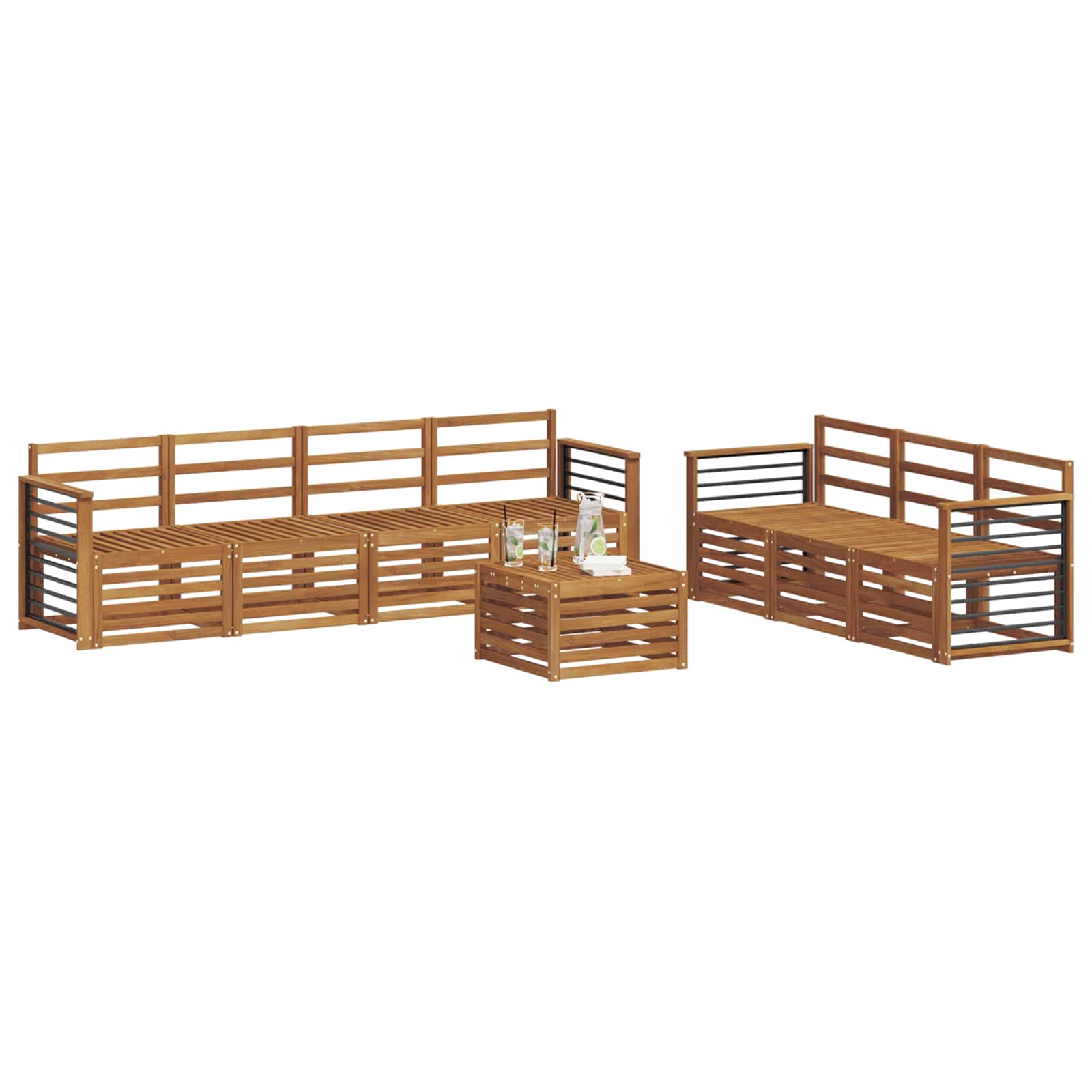 Ensembles de canapés 8 pcs Naturel Bois d'Acacia Massif - XIOS