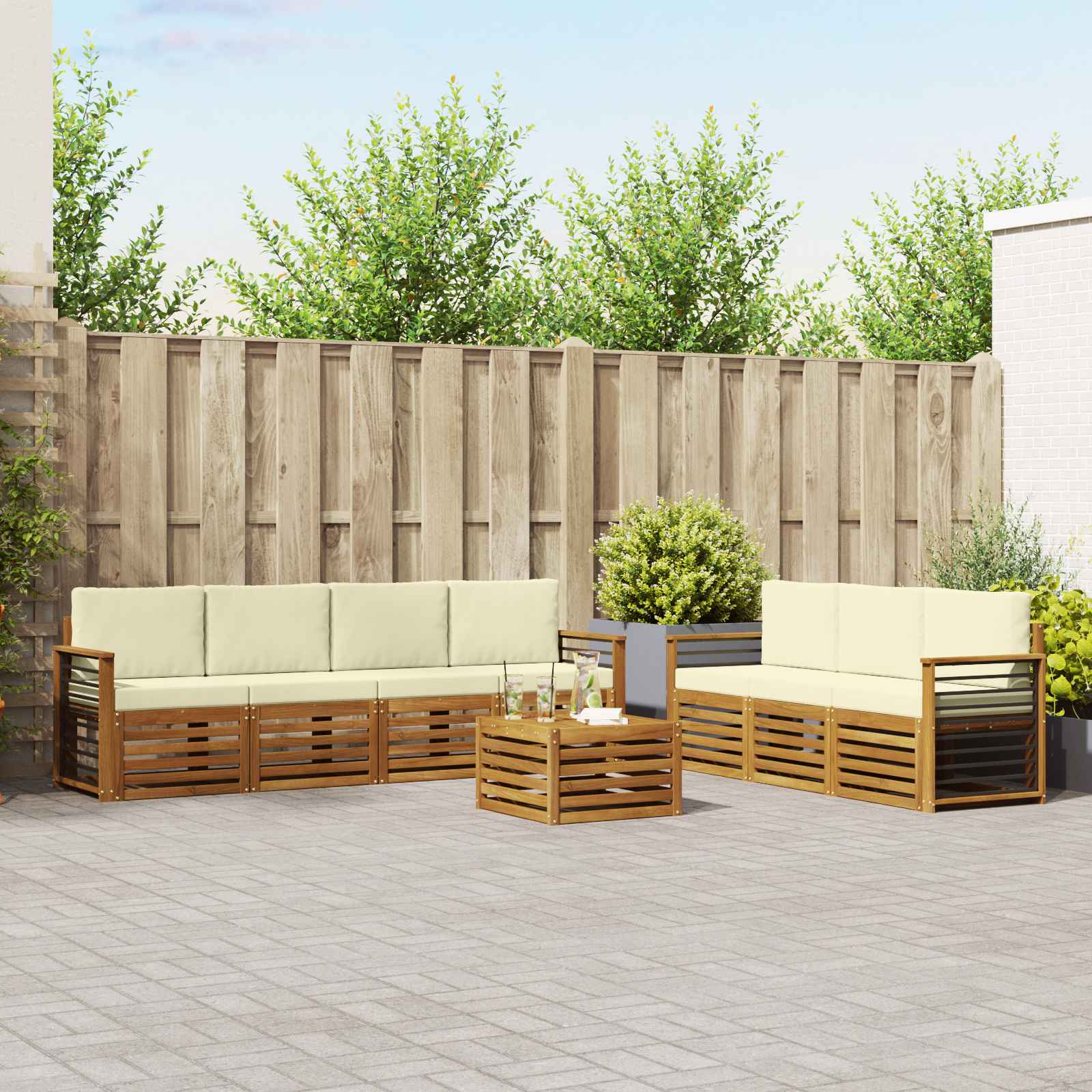 Ensembles de canapés avec coussin 8 pcs Naturel et Crème - XIOS