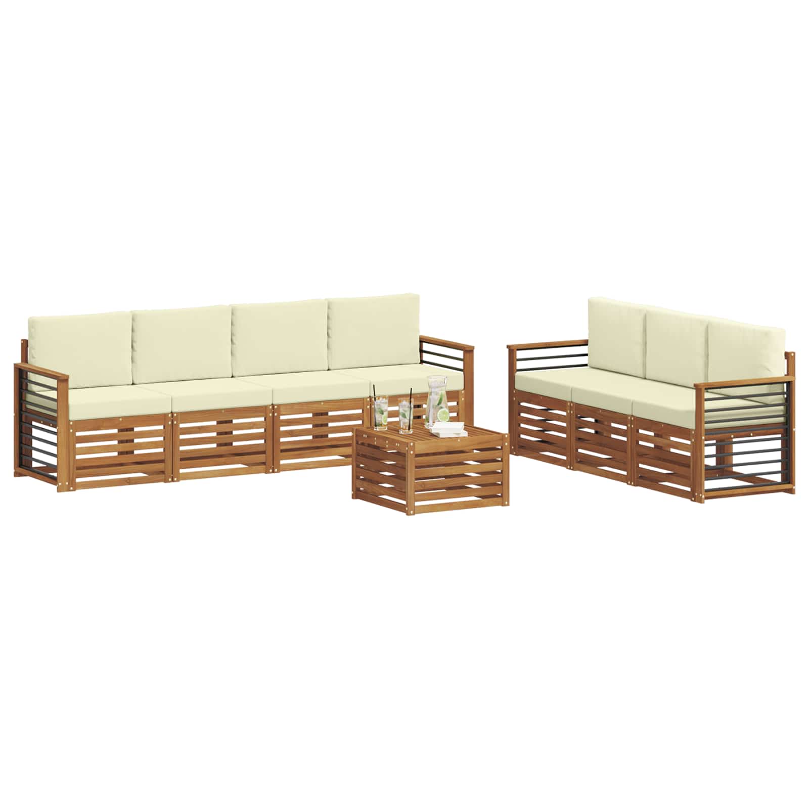 Ensembles de canapés avec coussin 8 pcs Naturel et Crème - XIOS