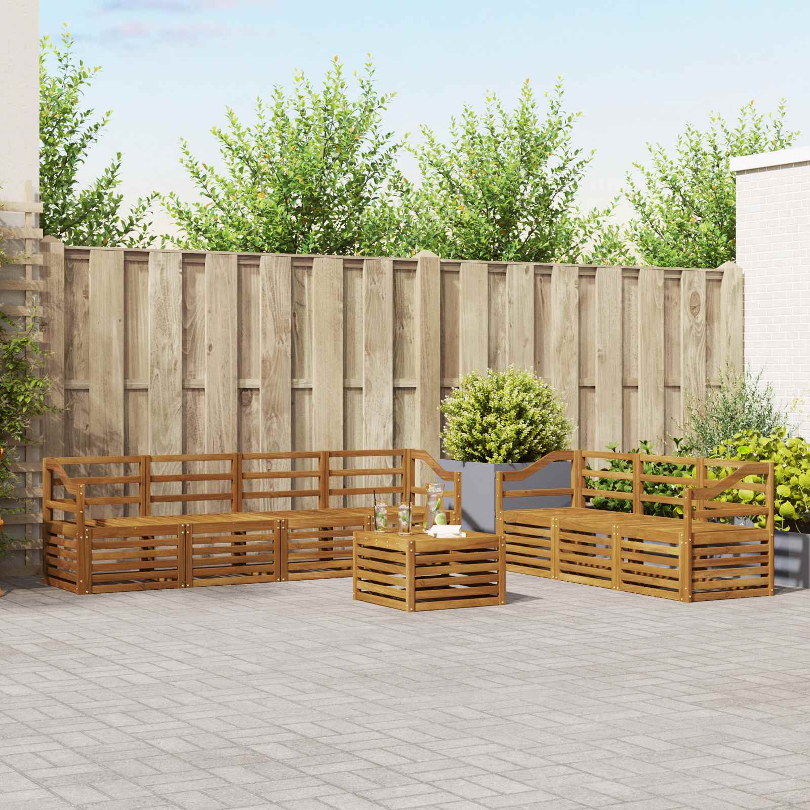 Ensembles de canapés 8 pcs Naturel Bois d'Acacia Massif - XIOS