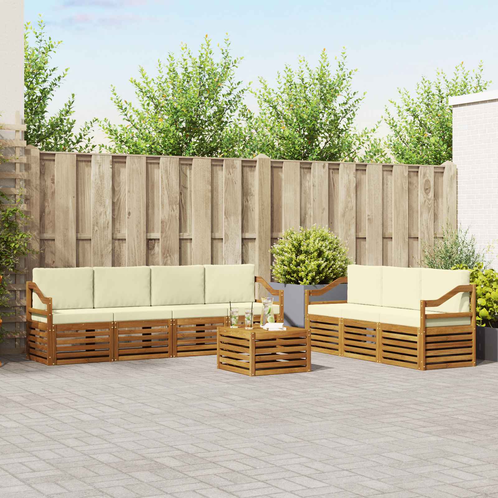 Ensembles de canapés avec coussin 8 pcs Naturel et Crème - XIOS