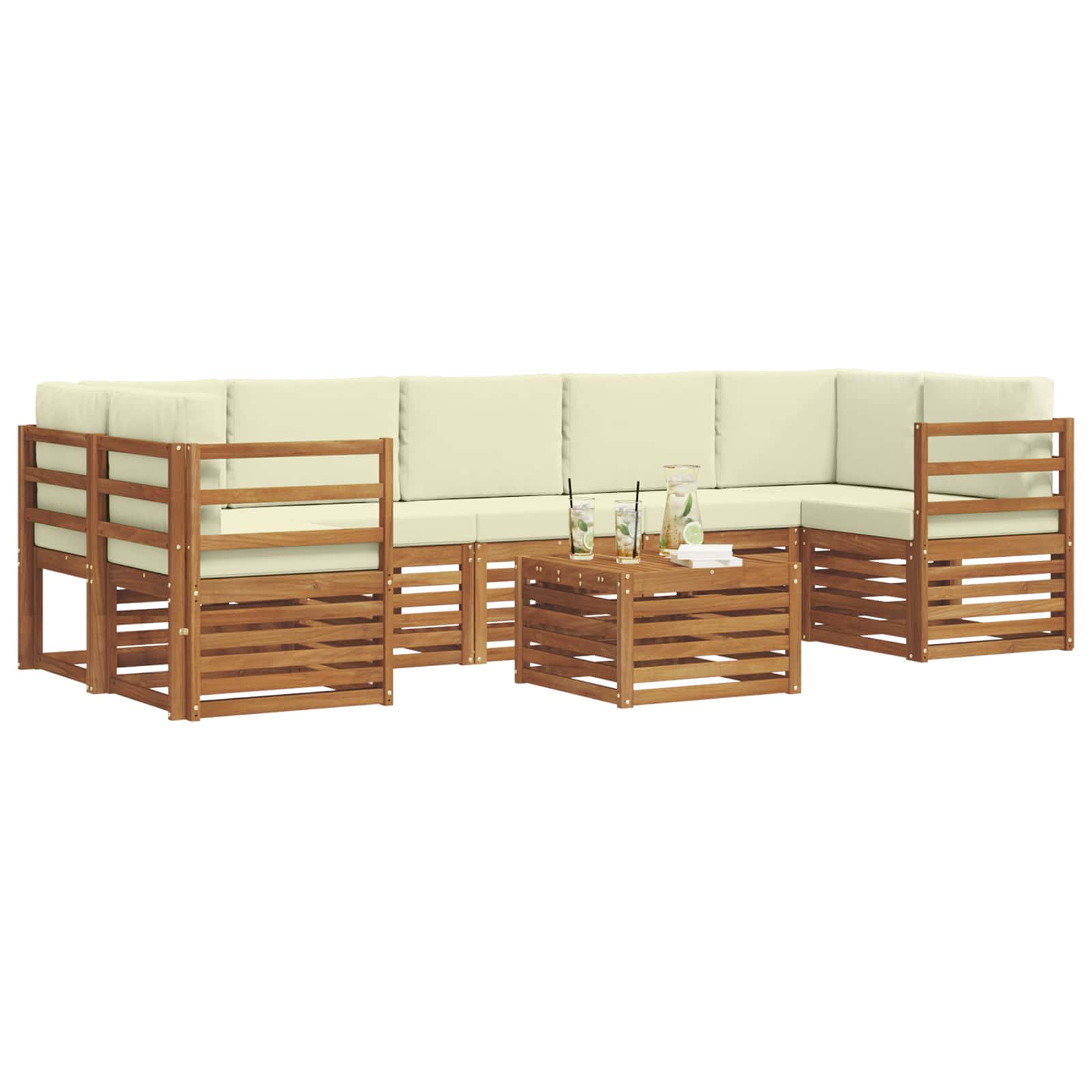 Ensembles de canapés avec coussin 8 pcs Naturel et Crème - XIOS