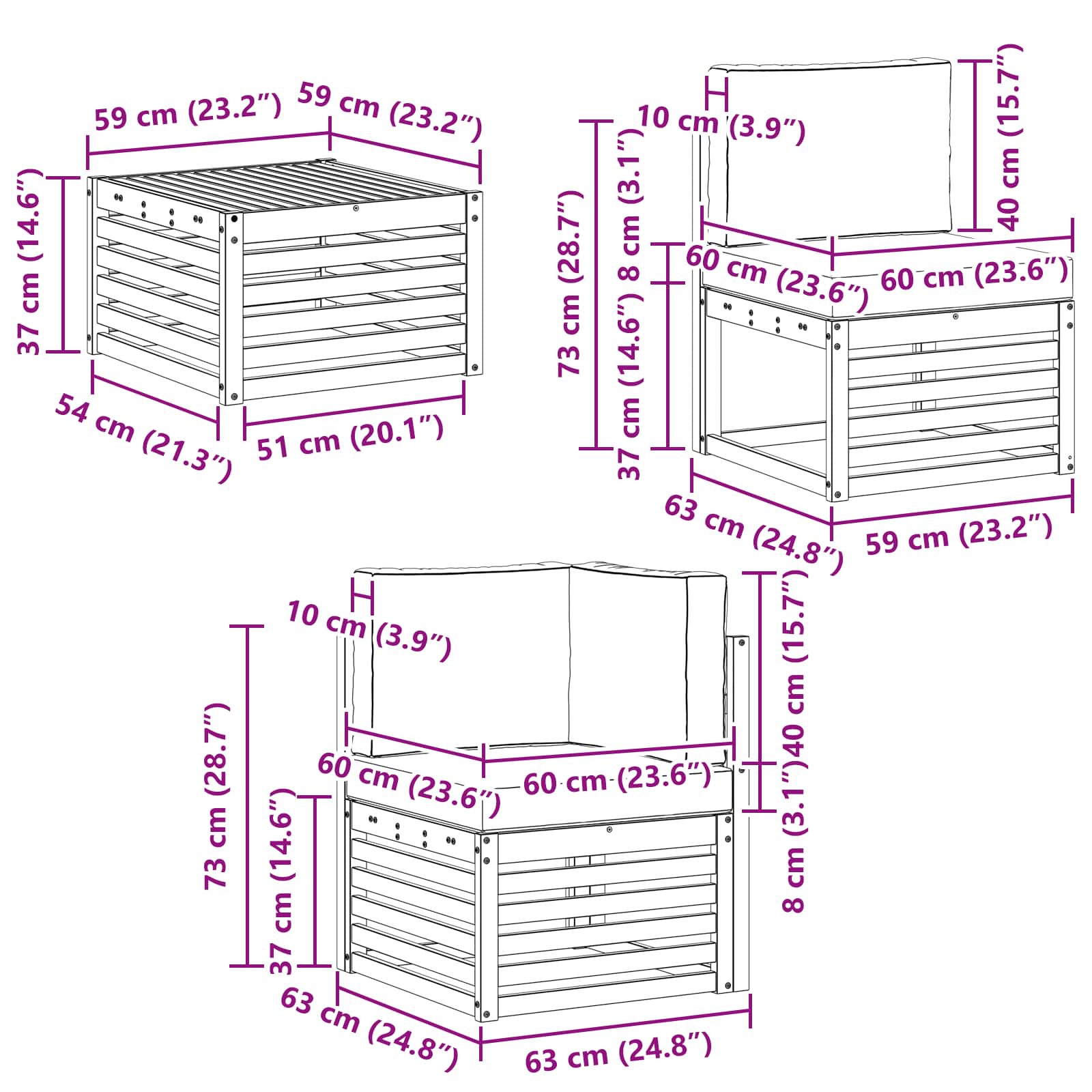 Ensembles de canapés avec coussin 8 pcs Naturel et Crème - XIOS