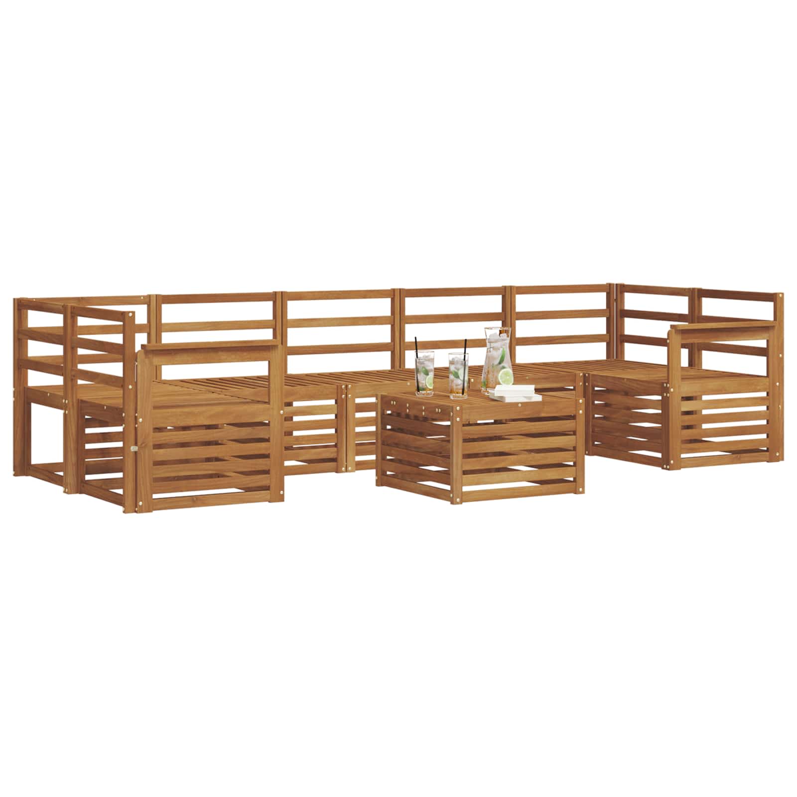 Ensembles de canapés 8 pcs Naturel Bois d'Acacia Massif - XIOS
