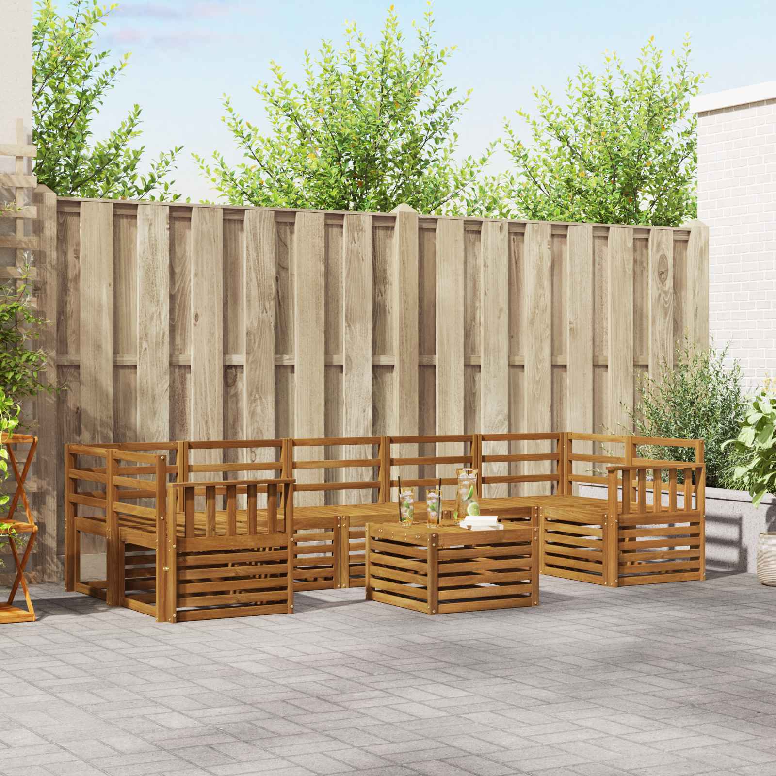 Ensembles de canapés 8 pcs Naturel Bois d'Acacia Massif - XIOS
