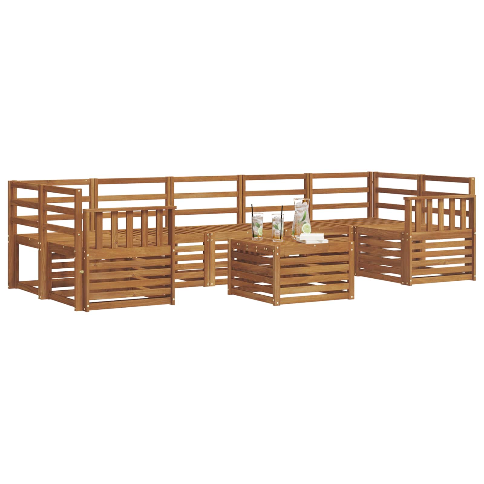 Ensembles de canapés 8 pcs Naturel Bois d'Acacia Massif - XIOS